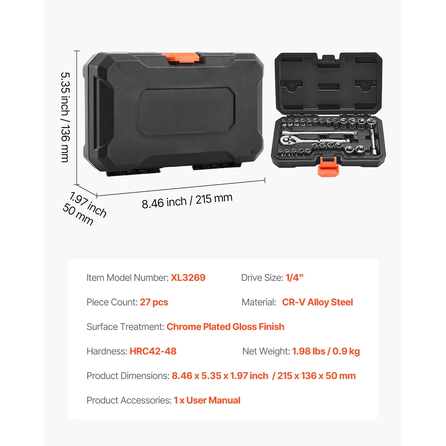 SucceBuy Socket Set With Ratchet Wrench SAE And Metric