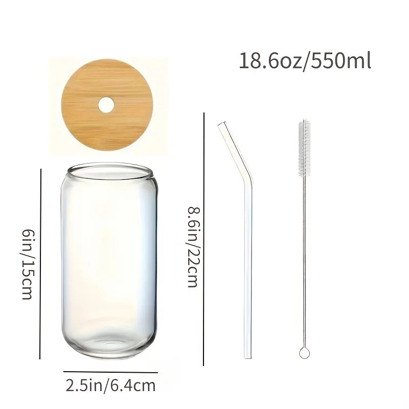 4-Piece Glass Set With Bamboo Lids And Glass Straws - Home and Haven Store