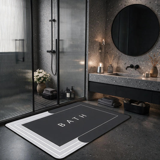 Square Diatomaceous Earth Non Slip Water Absorbent Bathroom Floor Mat