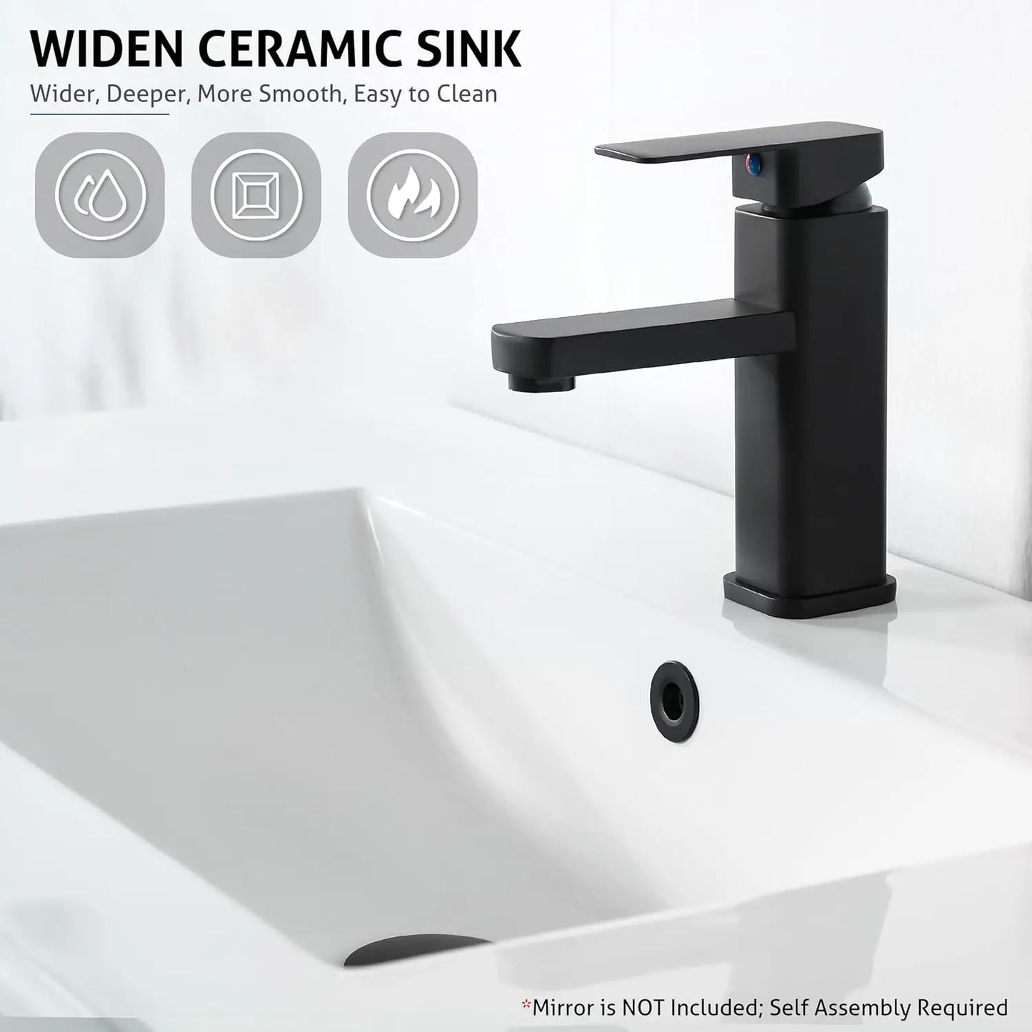 Bathroom Vanity With Sink Combo Solid Wood Cabinet Soft Closing