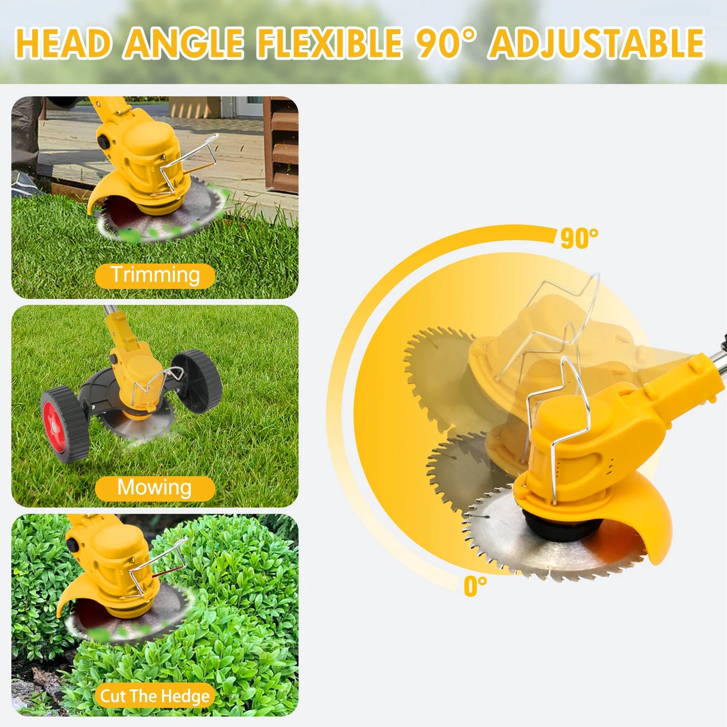 3 In 1 Cordless Grass Trimmer With Wheels 24V Battery