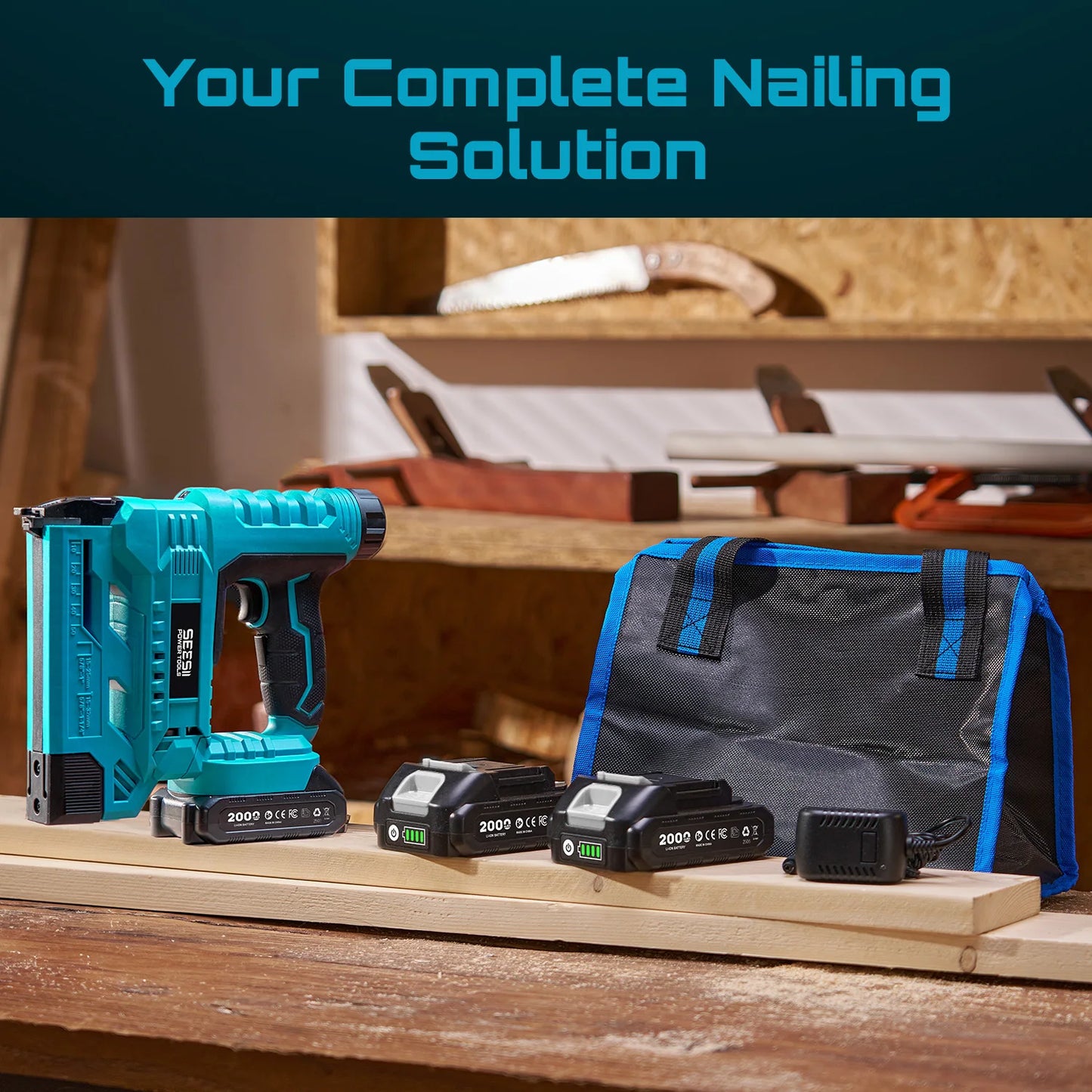 Seesii Cordless Brad Nail Gun With 1000 Nails And Batteries