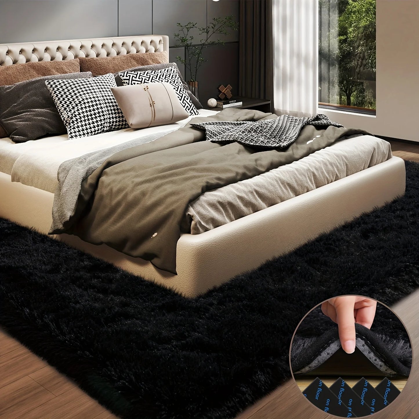 Geometric Plush Area Rug For Living Room 100 Percent Polyester