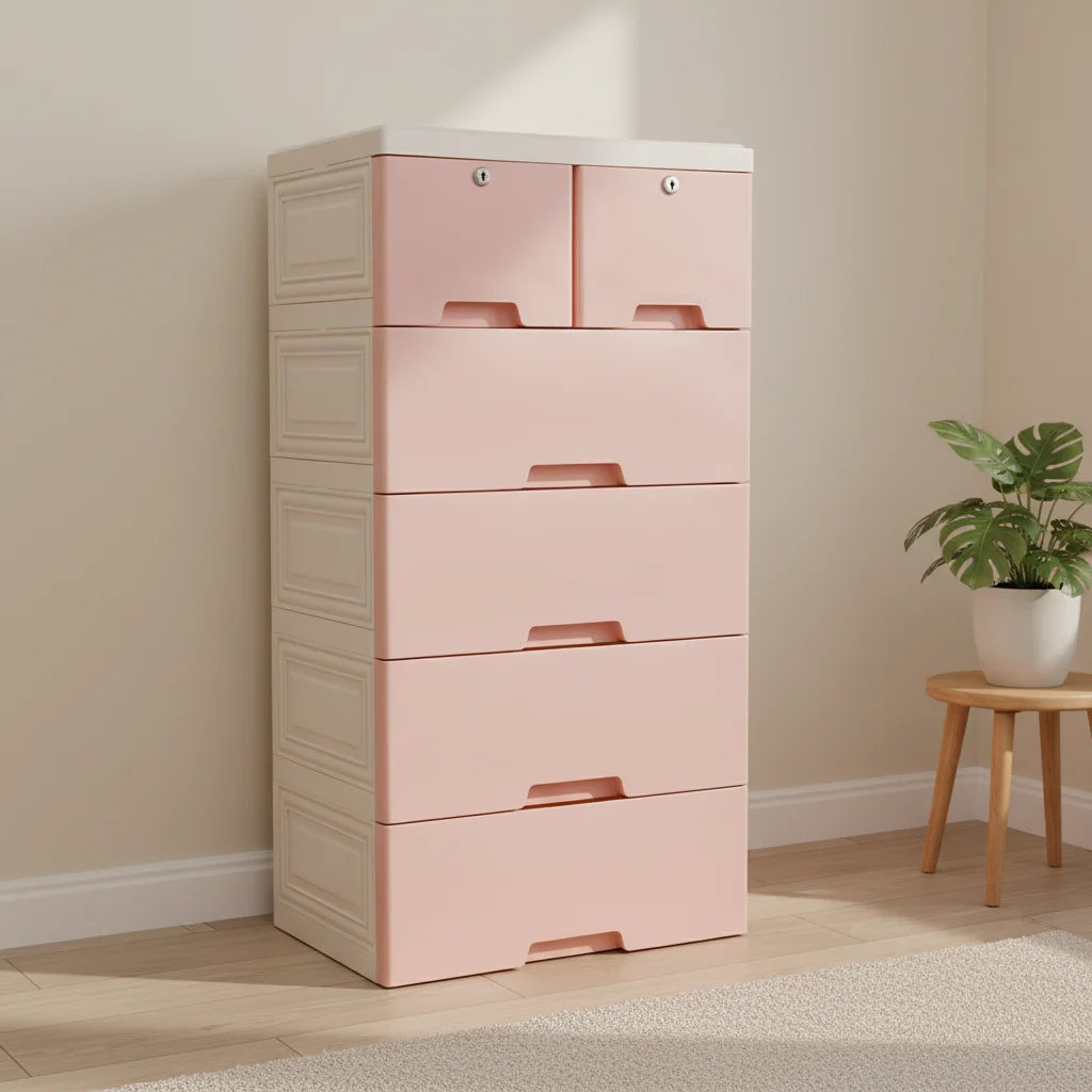 Plastic 5-Tier Storage Cabinet With 6 Lockable Drawers - Home and Haven Store