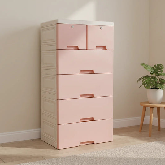 Plastic 5-Tier Storage Cabinet With 6 Lockable Drawers - Home and Haven Store