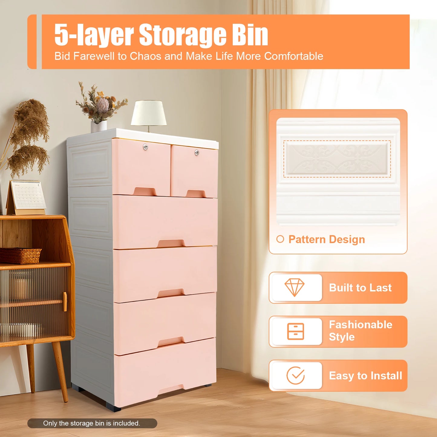 Plastic 5-Tier Storage Cabinet With 6 Lockable Drawers - Home and Haven Store