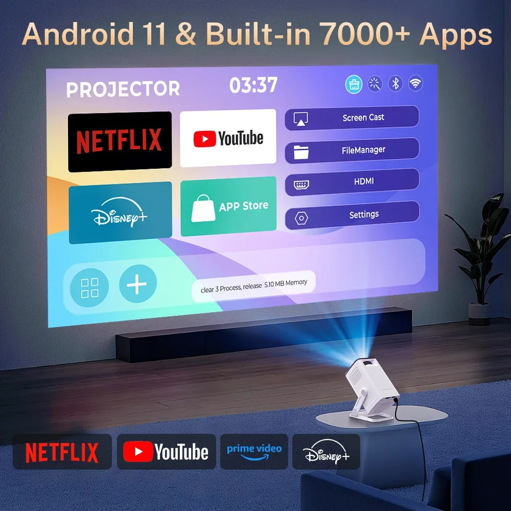 LynCast Mini Projector 1080P 4K Android TV Bluetooth 5.4