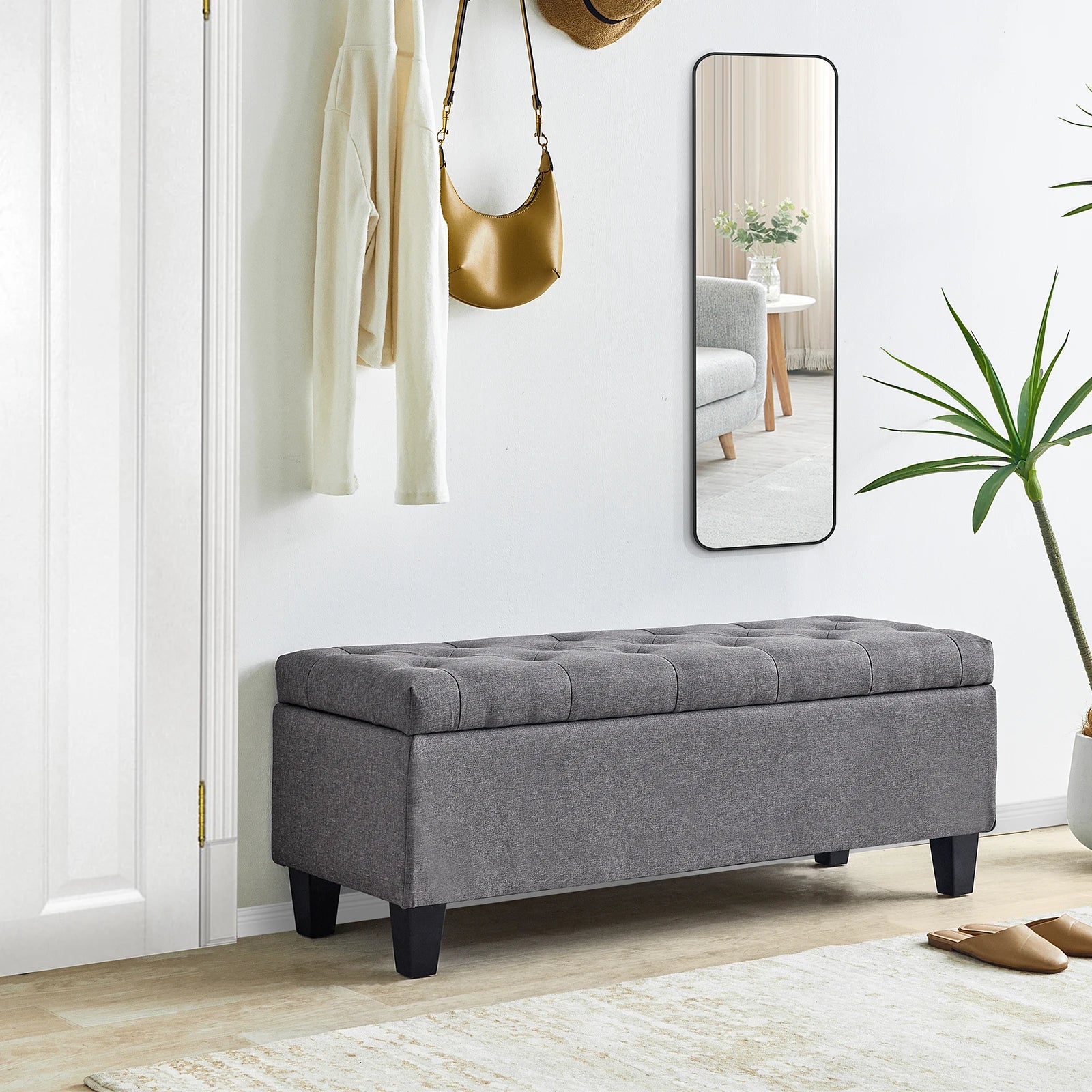 Redlife Tufted Storage Ottoman Bench With Flip Lid 66L - Home and Haven Store