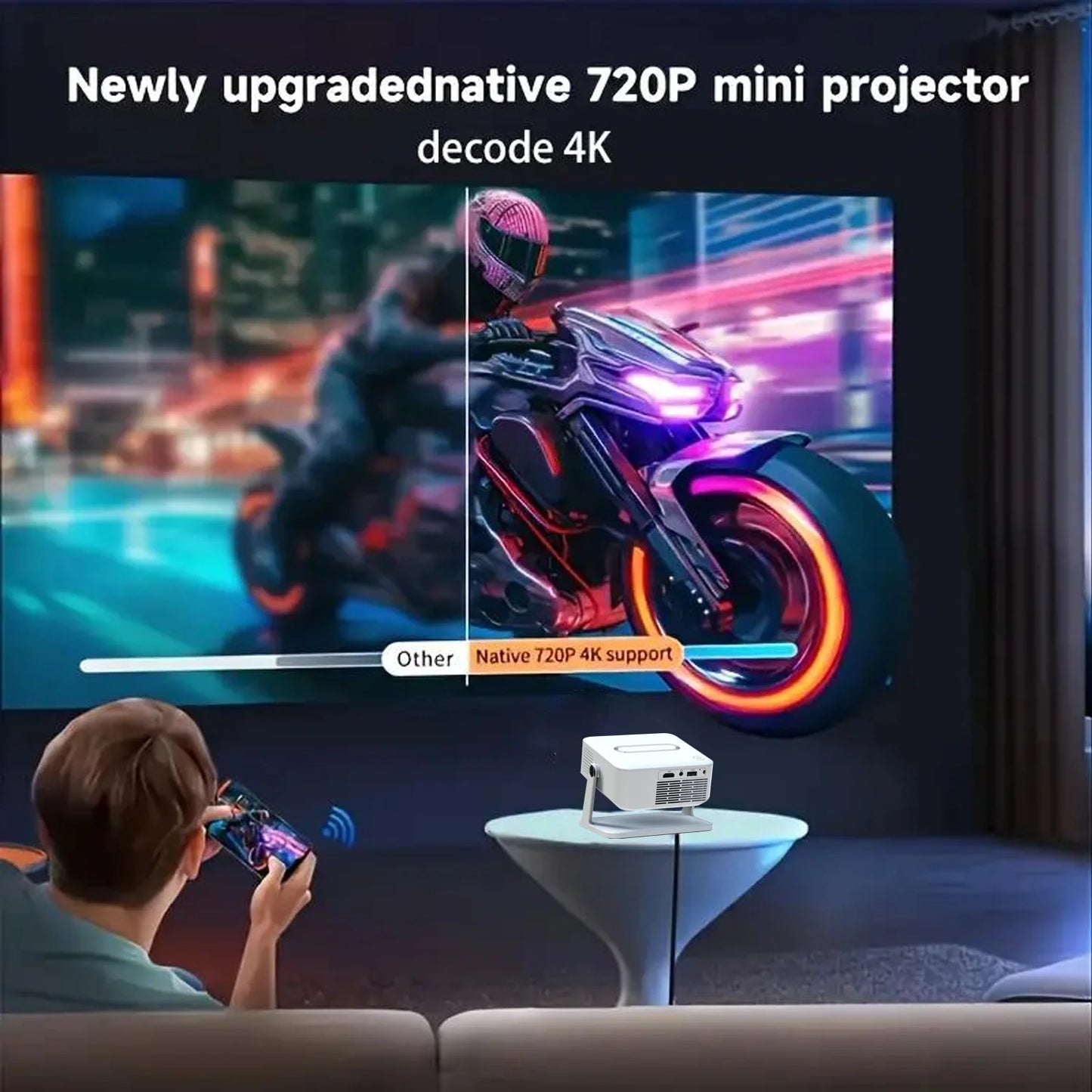 Xnano Android Projector 300 ANSI Lumens With HDMI Wireless