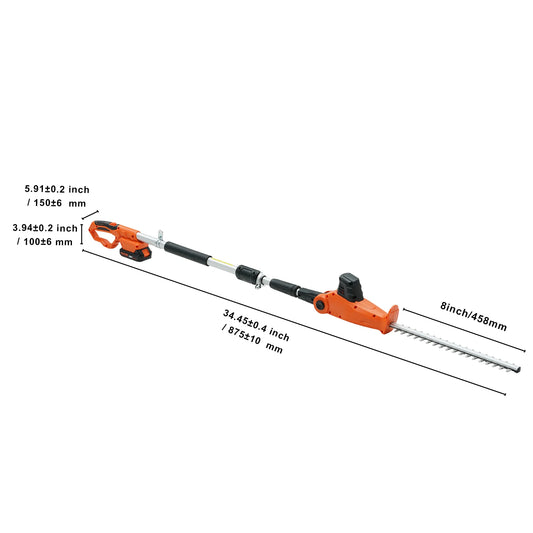 SucceBuy 20V Cordless Hedge Trimmer With Double-Edged Steel Blade