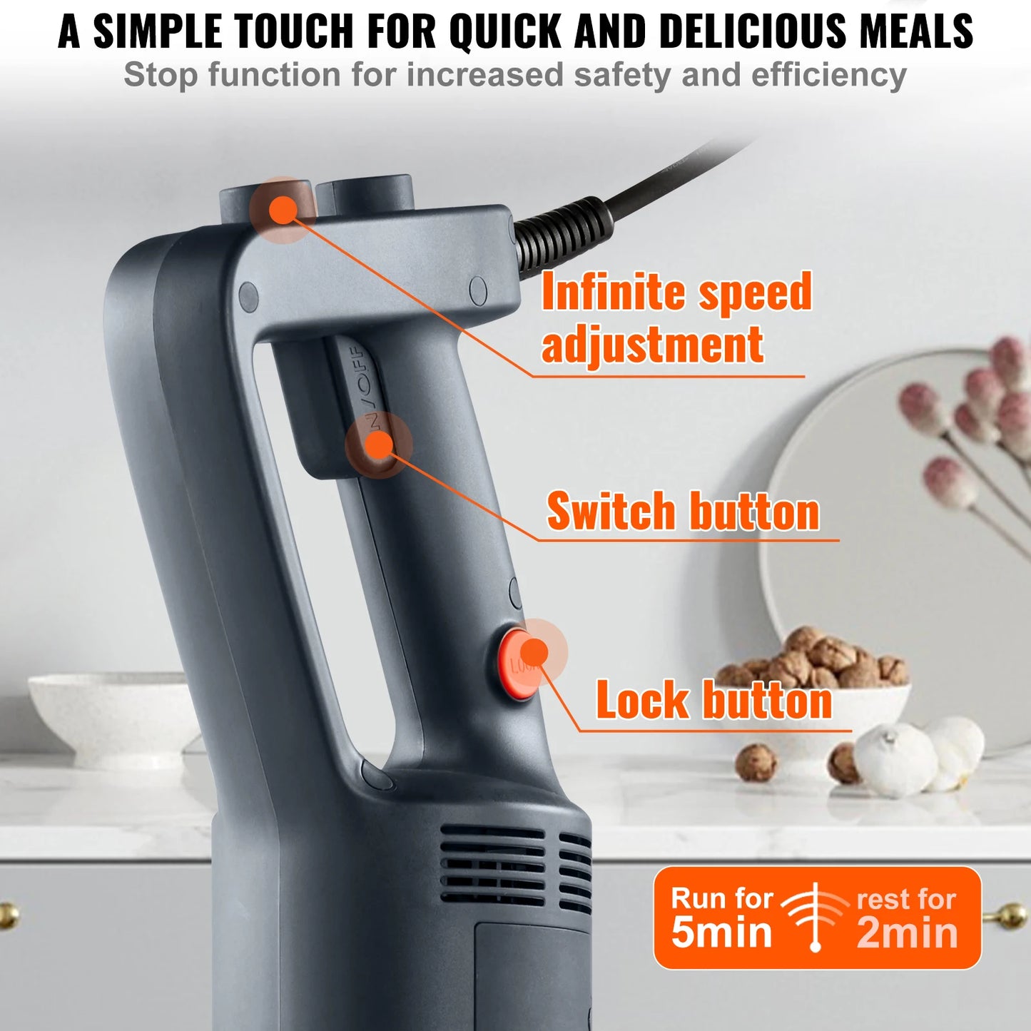 VEVOR Commercial Immersion Blender Heavy Duty Multi Purpose Hand Mixer - Home and Haven Store