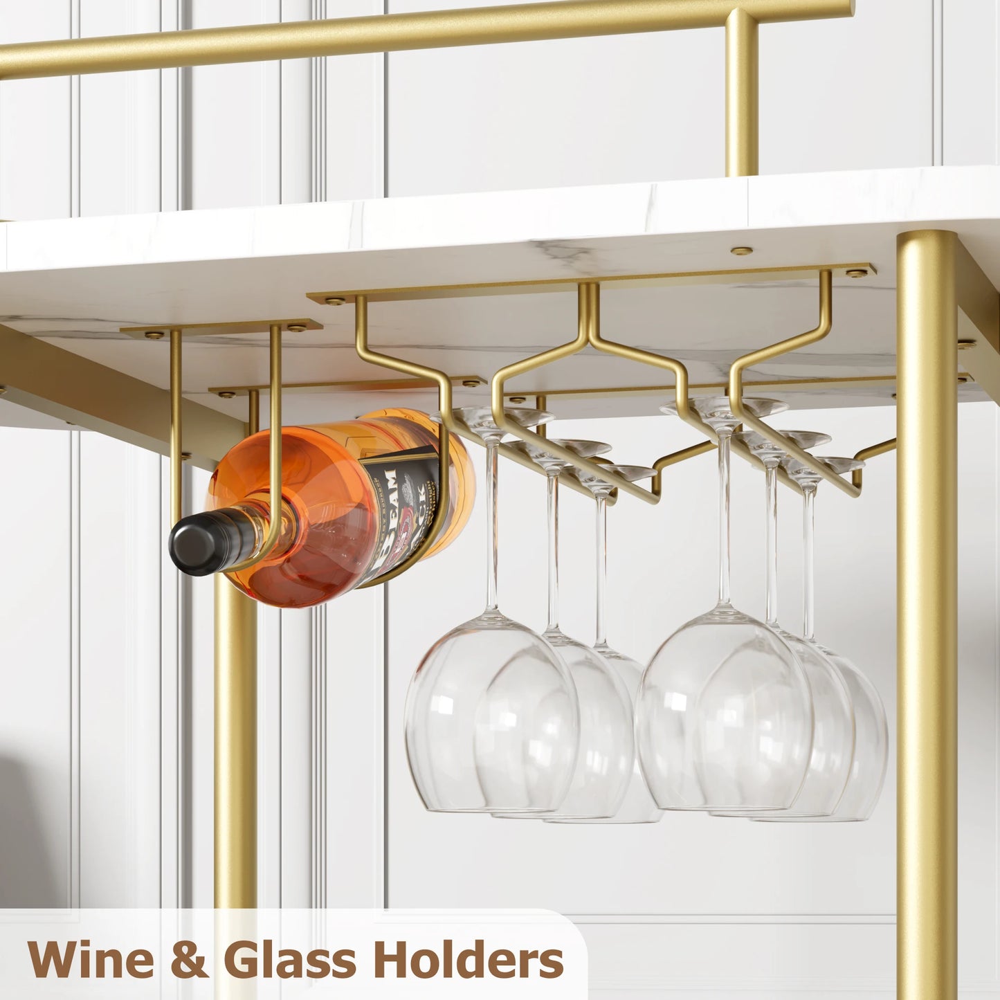 TWISTER.CK Four Tier Bar Cart With Wine Rack On Wheels