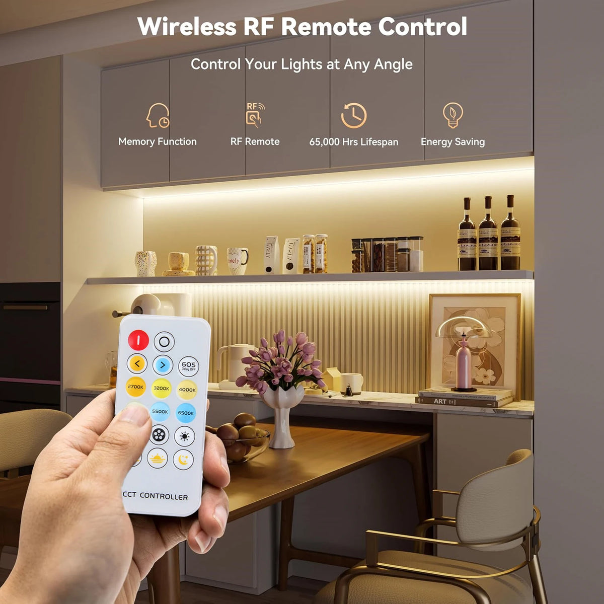 A-Convey Waterproof Dimmable COB LED Strip Lights With Remote