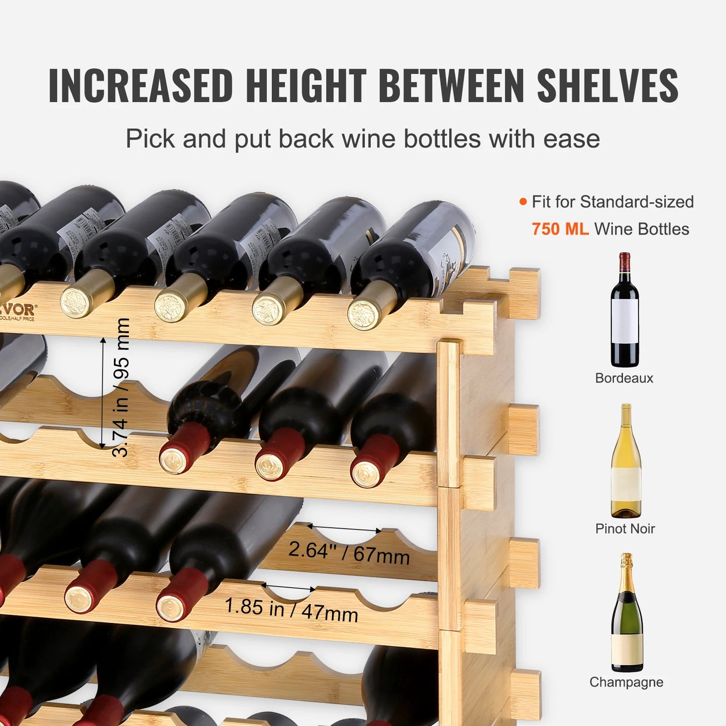 SucceBuy 8 Tier Bamboo Stackable Wine Rack Free Standing Storage - Home and Haven Store