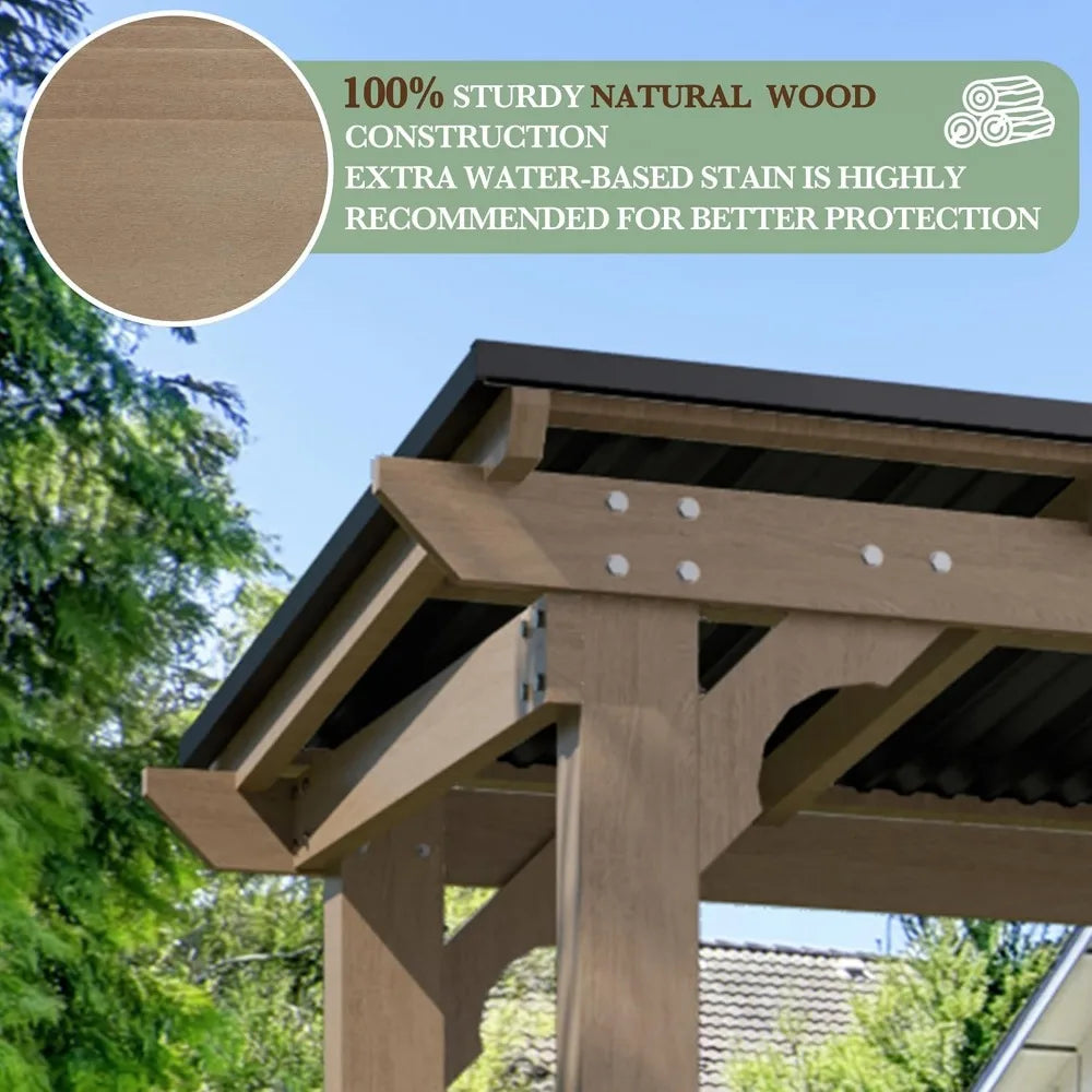 DUOFU Wood Grill Gazebo Sloping Metal Roof Heavy Duty Outdoor - Home and Haven Store