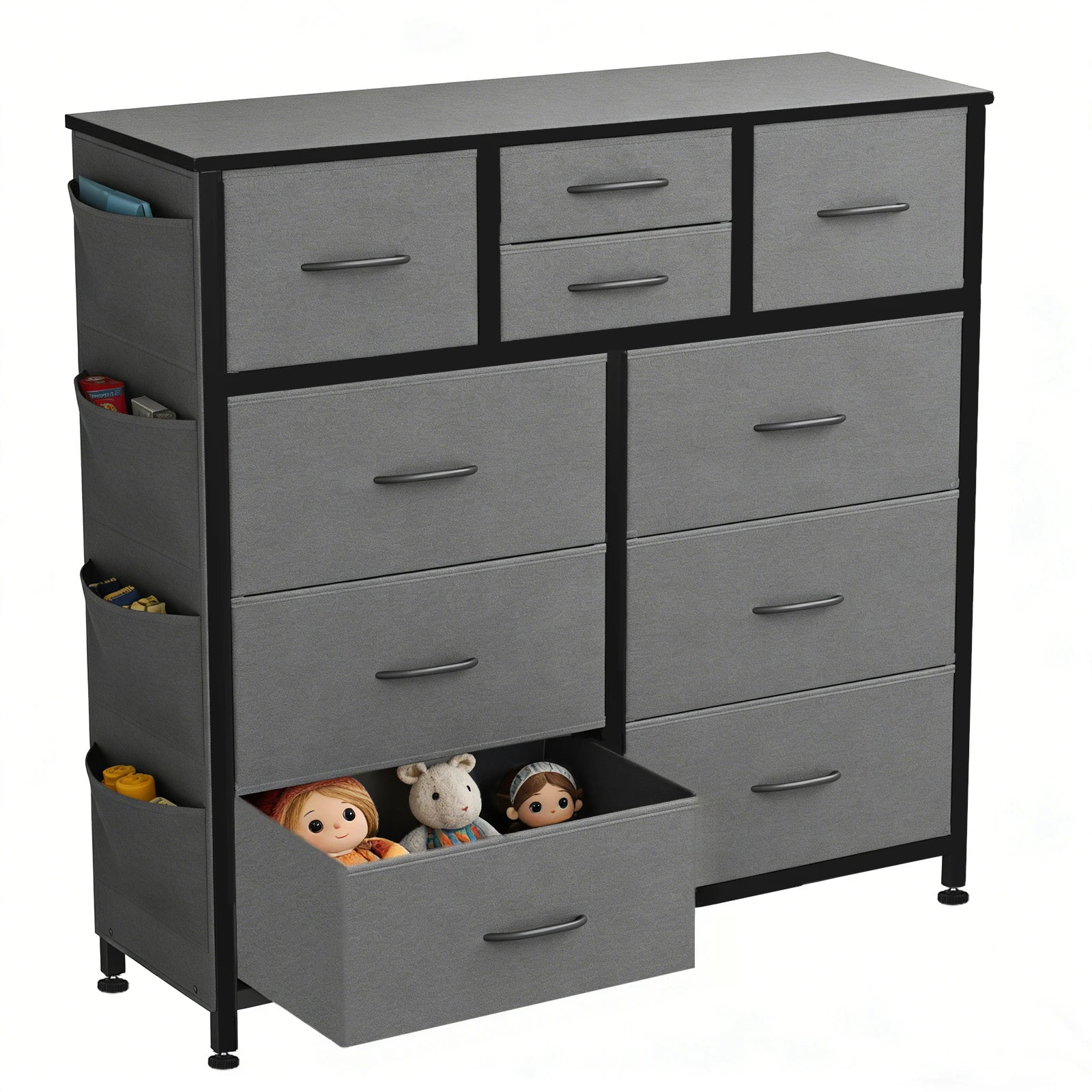 JHK Living Room 10 Fabric Drawer Cabinet With Steel Frame - Home and Haven Store