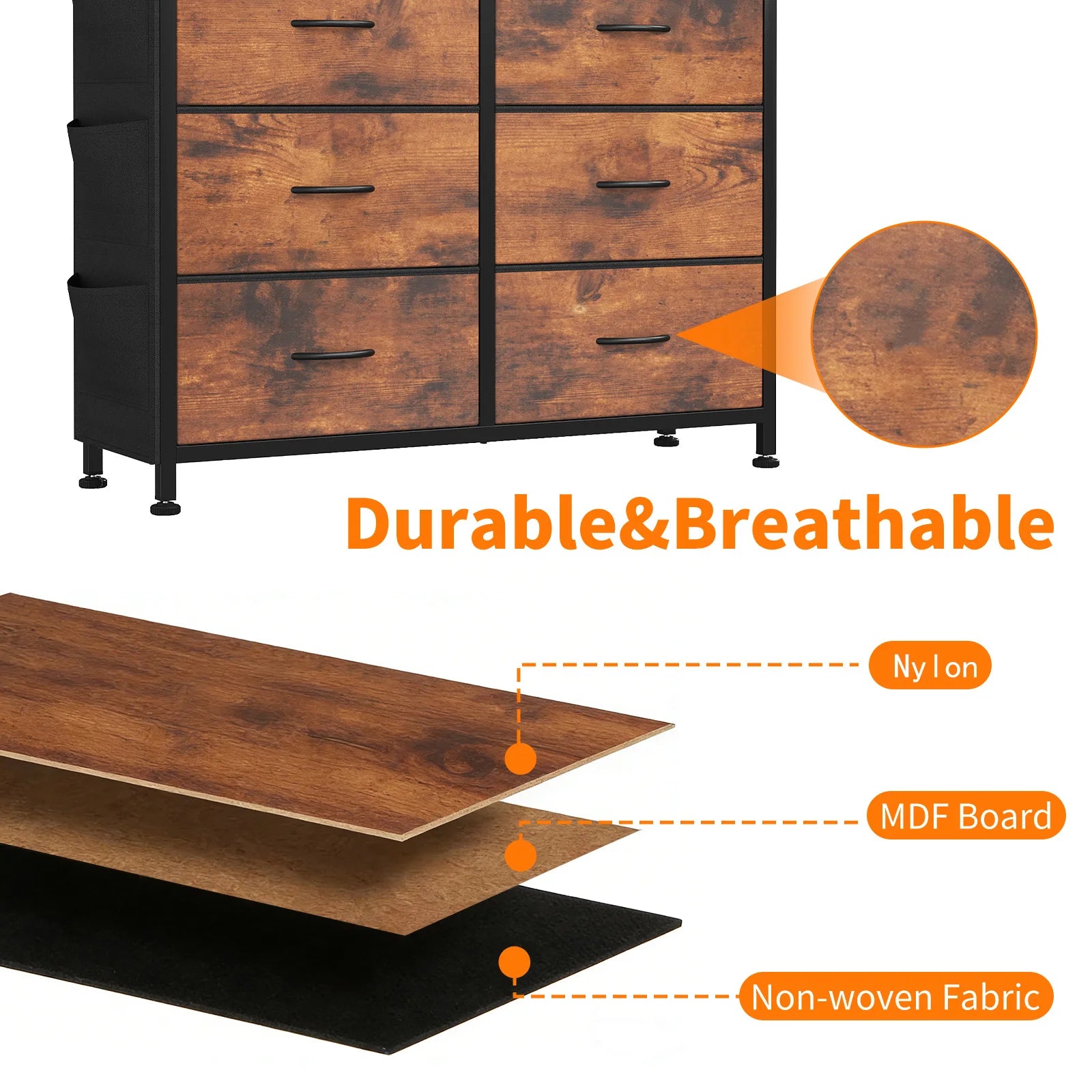 JHK Living Room 10 Fabric Drawer Cabinet With Steel Frame - Home and Haven Store