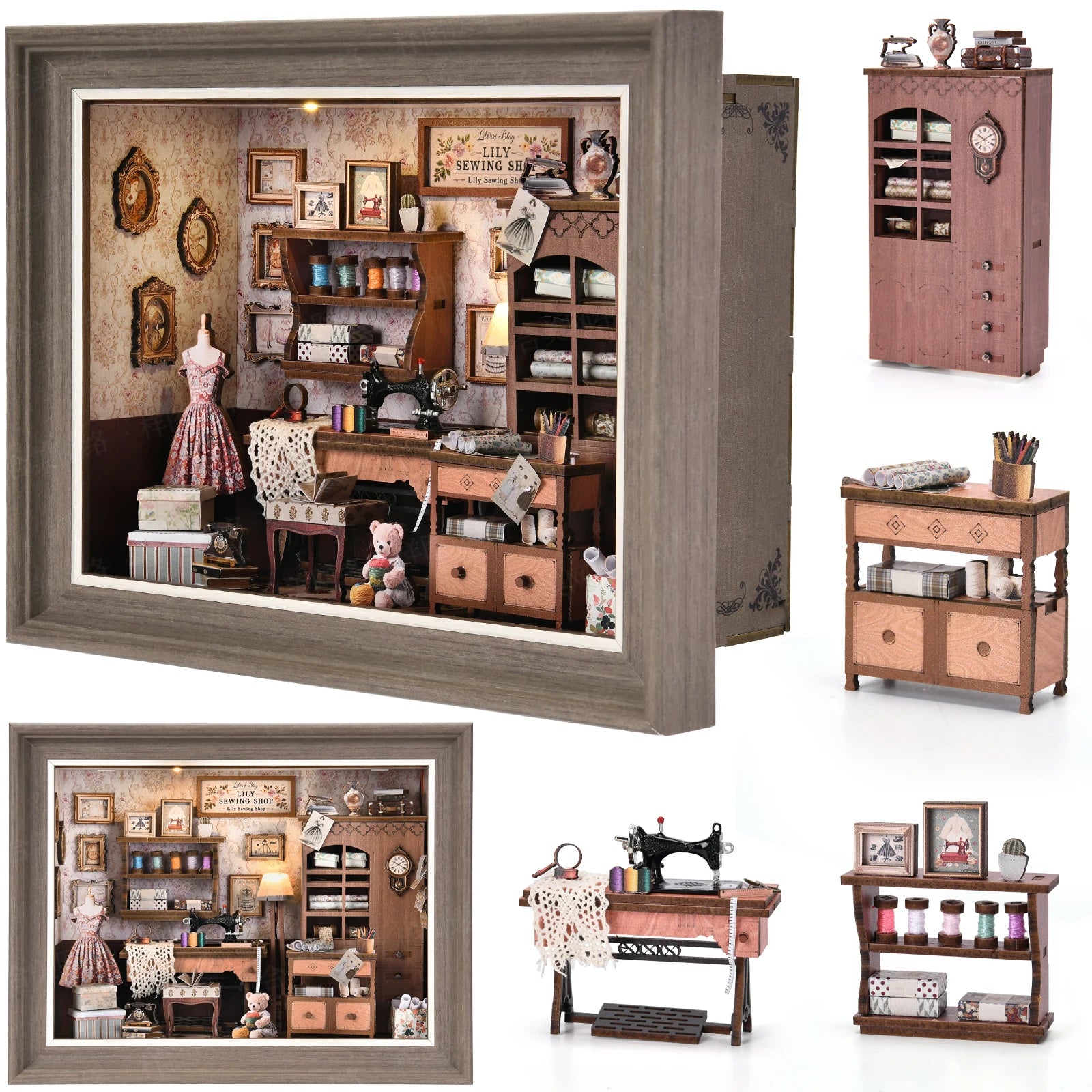 ASLOWSNAIL Book Nook Kit Tailor's Shop DIY 3D Wooden Puzzle - Home and Haven Store