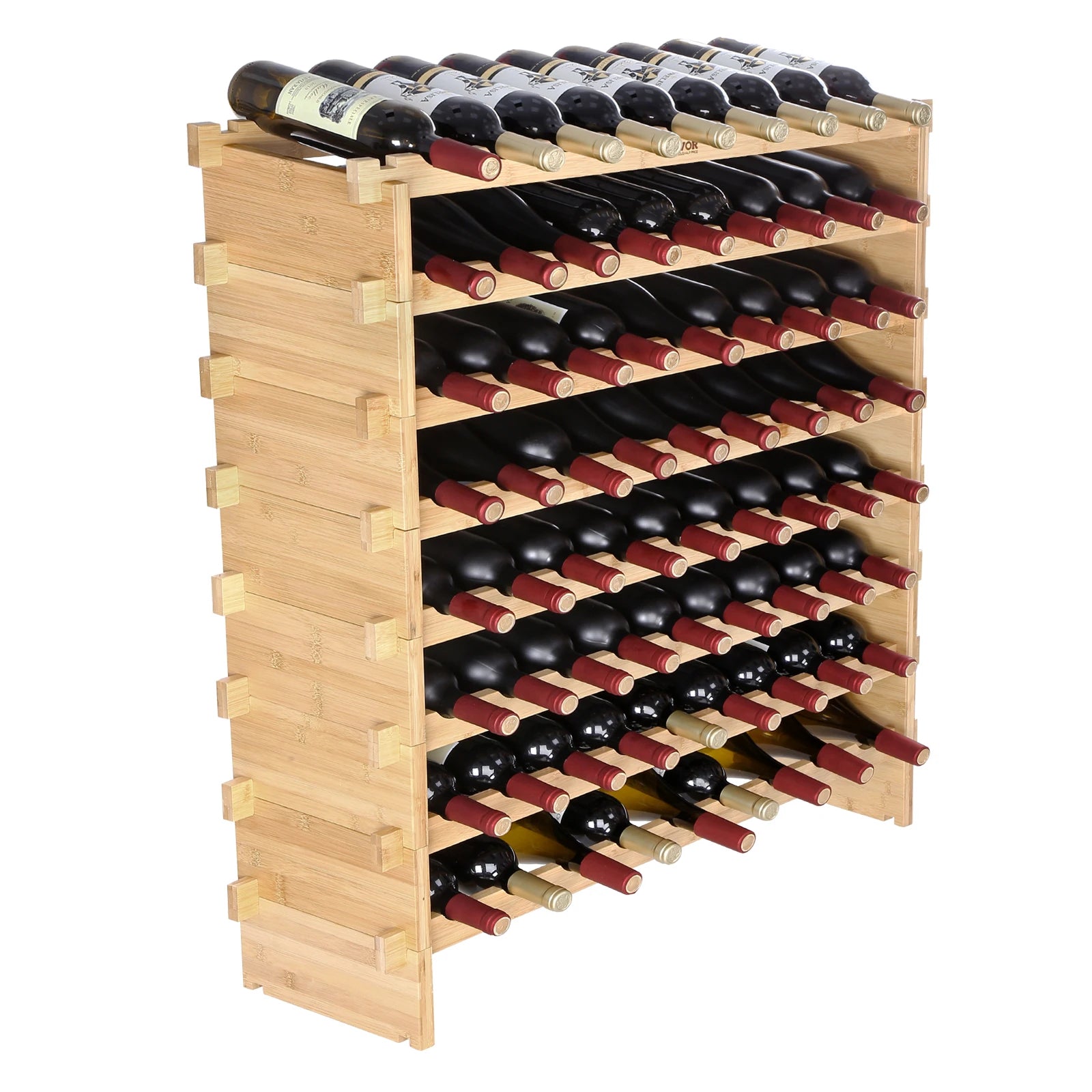 SucceBuy 8 Tier Bamboo Stackable Wine Rack Free Standing Storage - Home and Haven Store