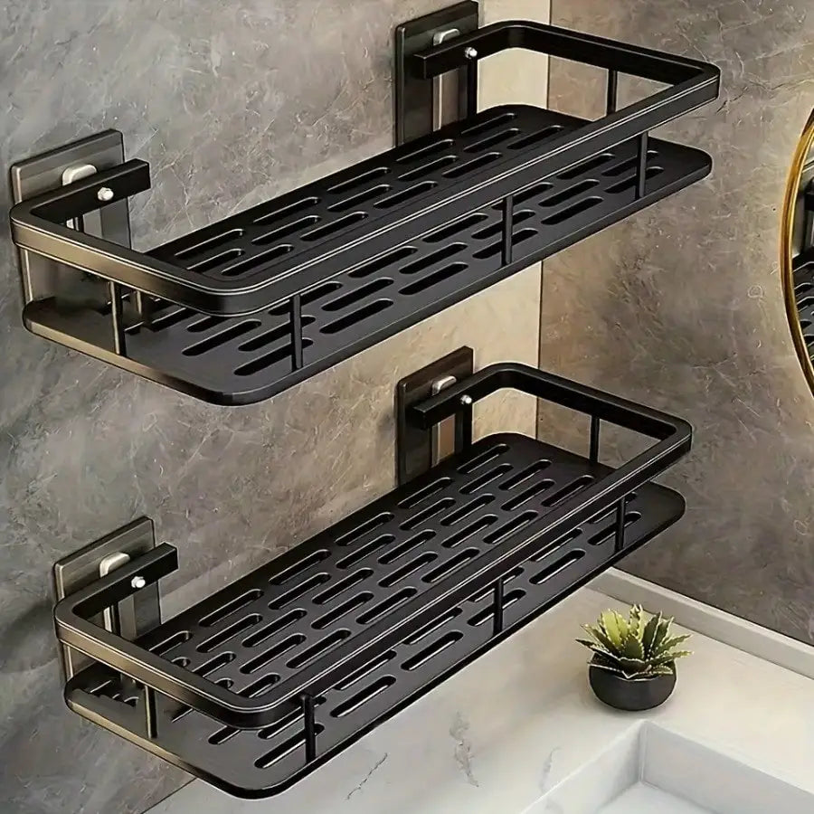 Drill Free Wall Mounted Aluminum Bathroom Storage Shelf