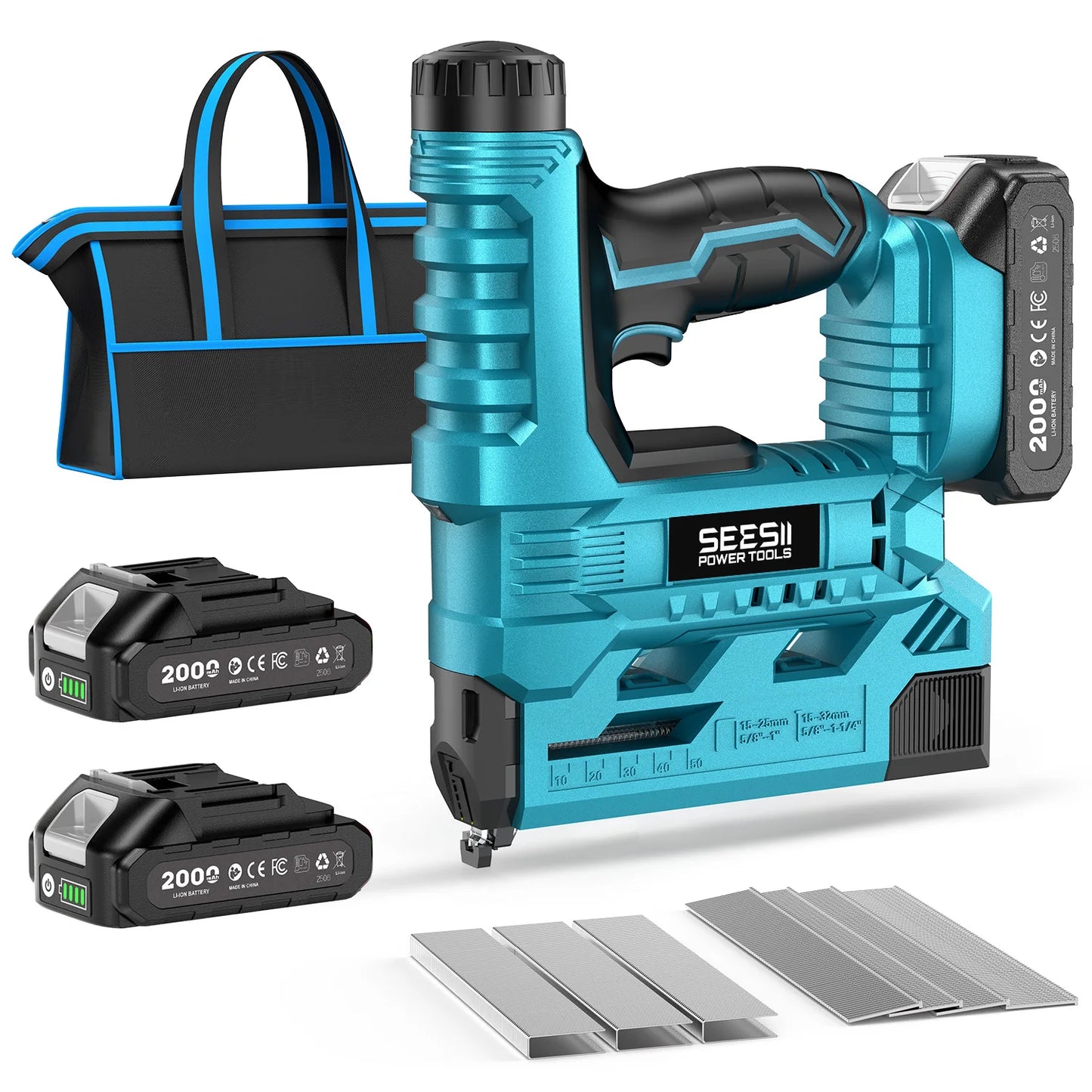 Seesii Cordless Brad Nail Gun With 1000 Nails And Batteries