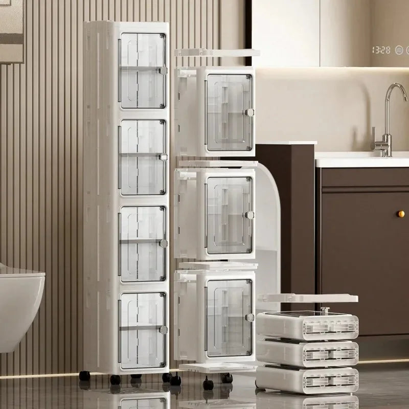 Nifogo 5 Tier Slim Rolling Storage Cabinet With Clear Doors