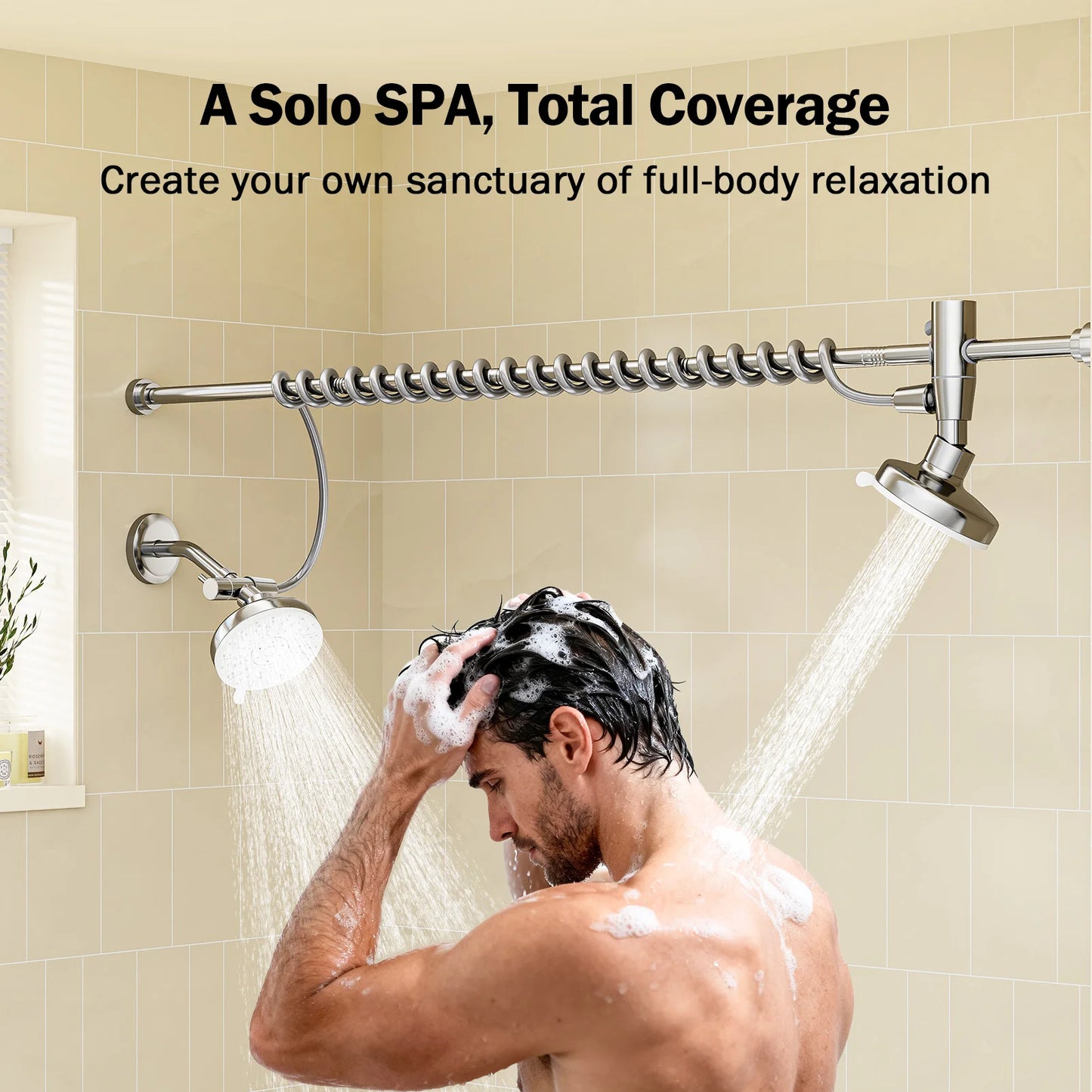 Tandem Shower Head For Couples With Original Adjustable Slider