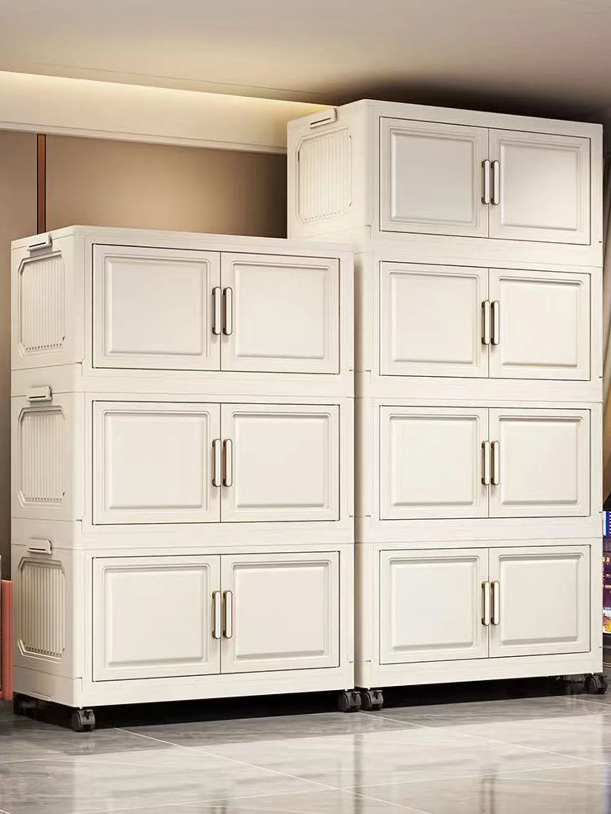 Foldable Plastic Multi Layer Storage Cabinet For Home Organization