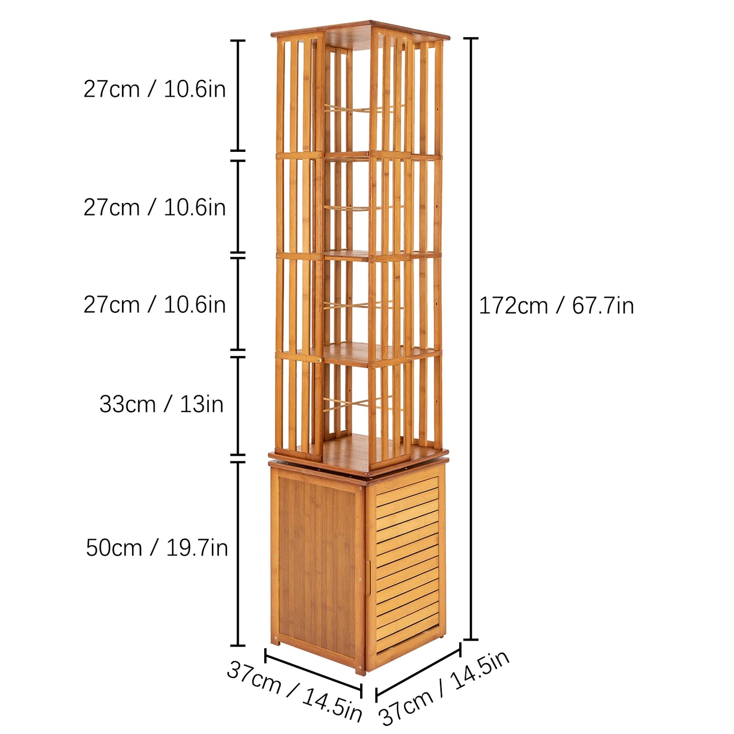 Bymaocar Bamboo Corner Bookshelf Rotating Storage Rack For Home