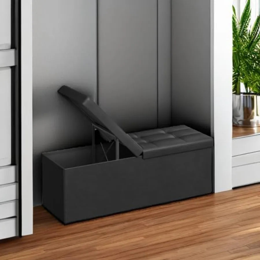 XIUWO Storage Ottoman Bench With Flip Lid And Iron Frame