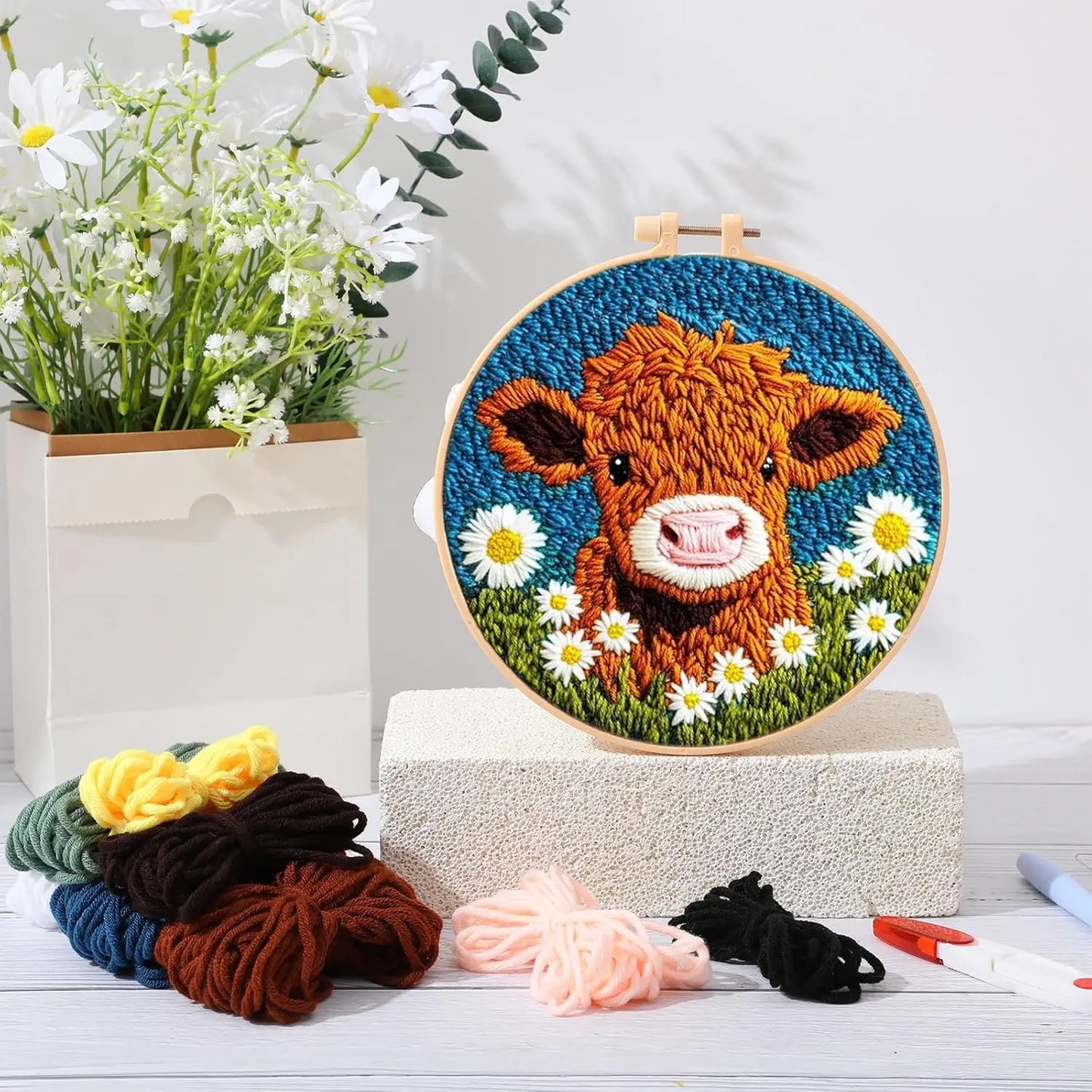 Diy Punch Needle Embroidery Starter Kit For Beginners Cartoon Animals - Home and Haven Store