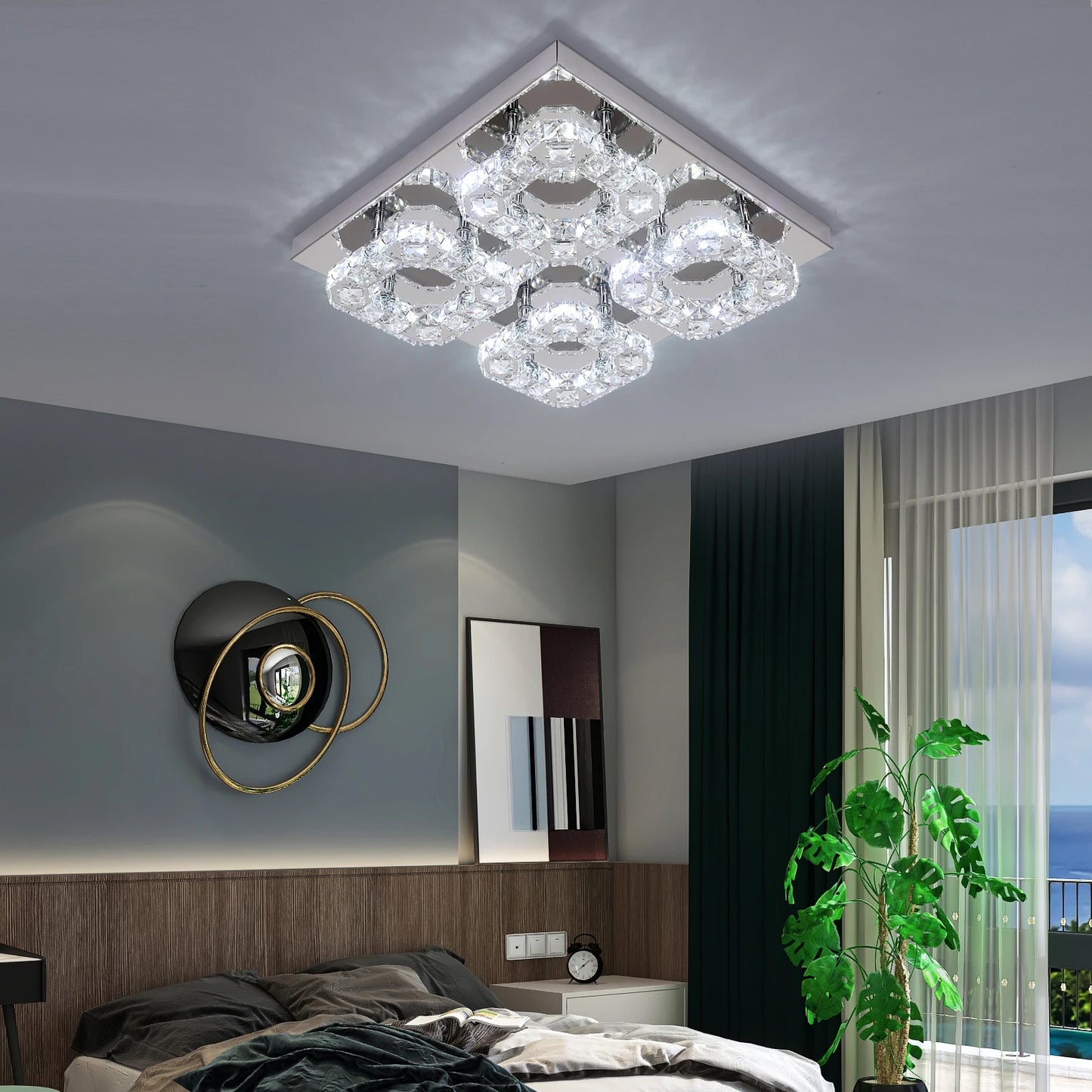 GreeLustr Ceiling Lights Chandelier LED Lamp With Remote