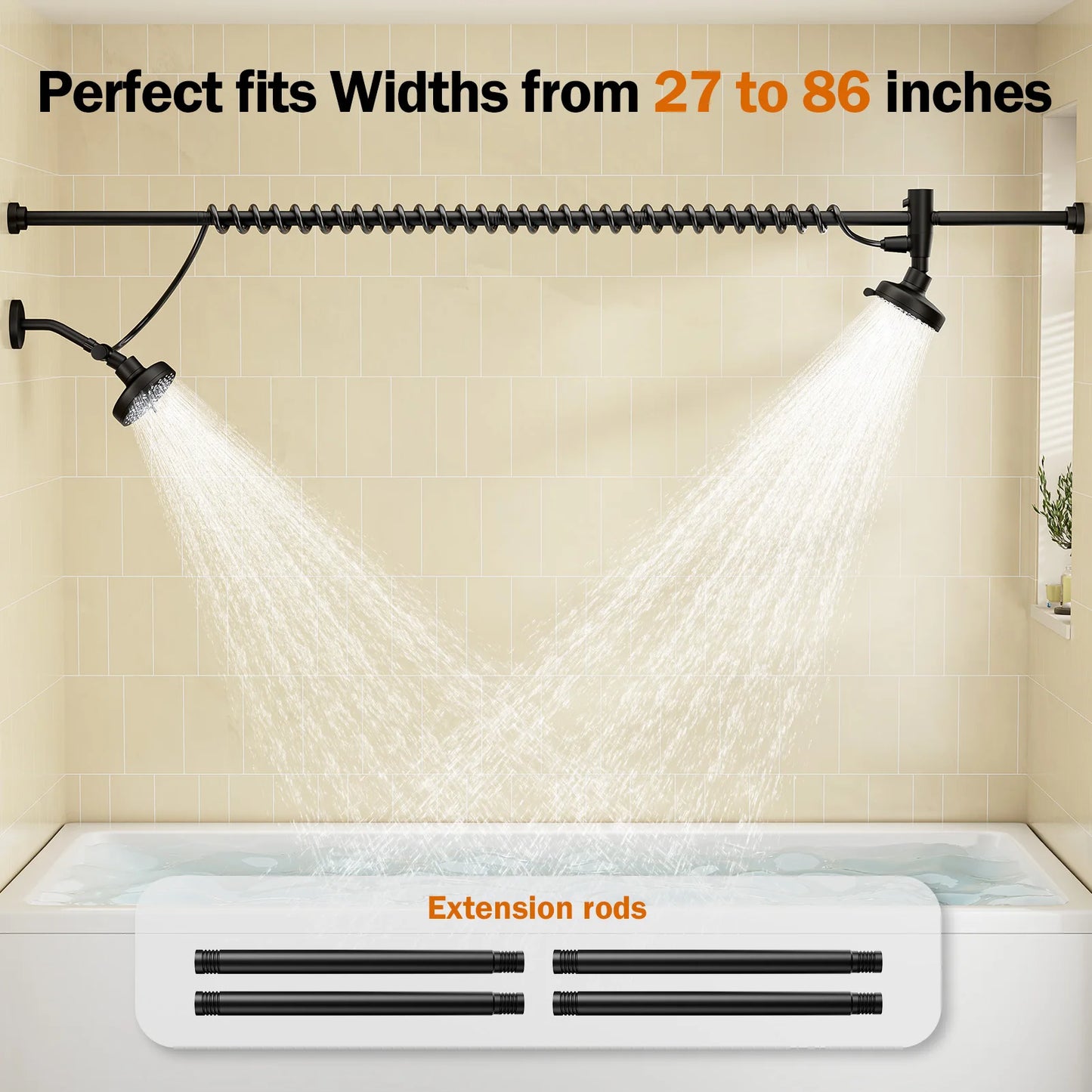 Tandem Shower Head For Couples With Original Adjustable Slider