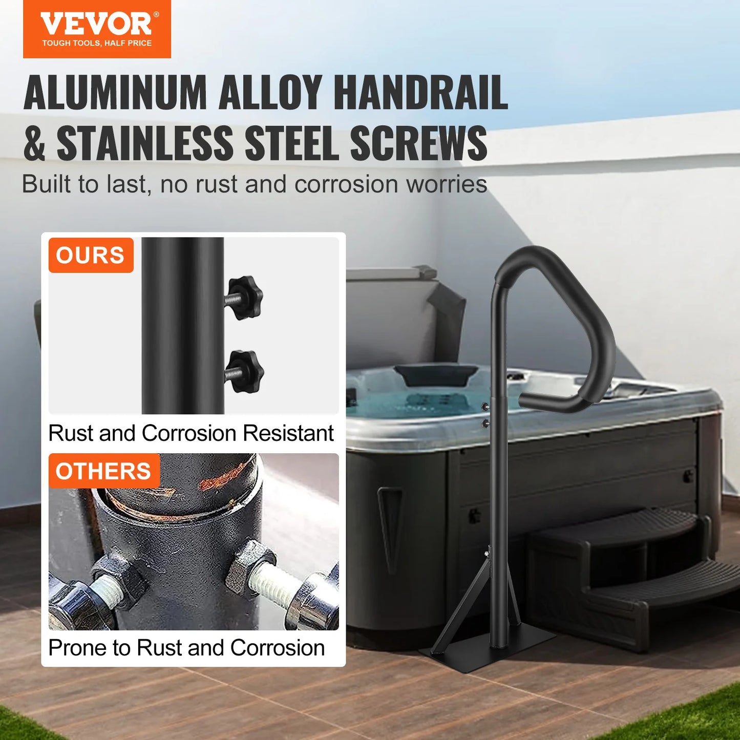 360 Rotatable Hot Tub Handrail With Slide Under Mount Base