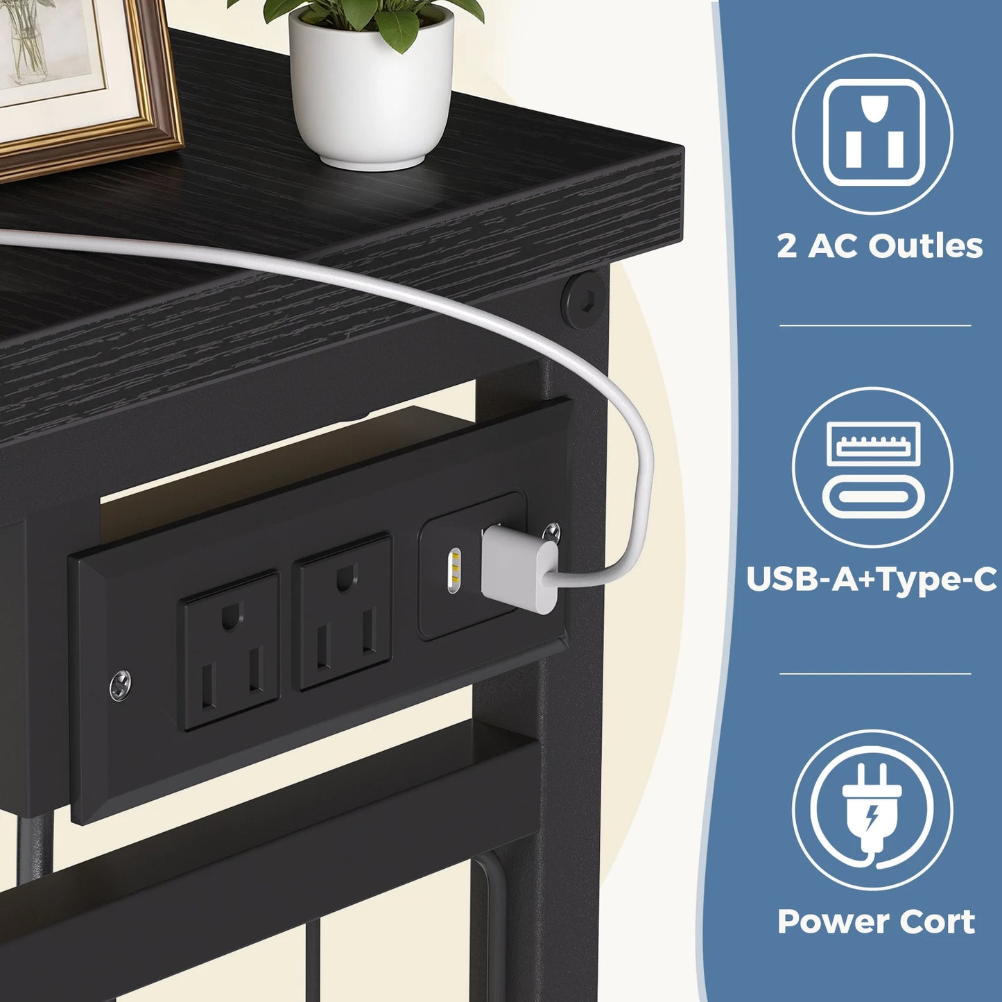 JHK 6 Drawer Dresser With Hanging Rack And Charging Station