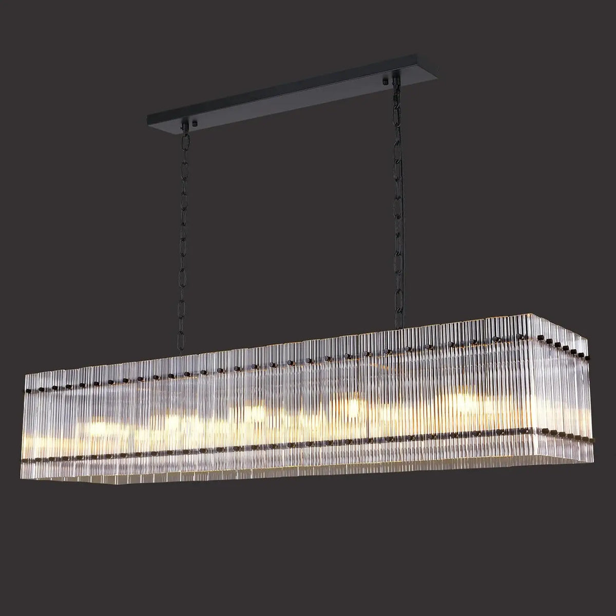 Zhikea Modern Rectangular Crystal Glass Ten Light Ceiling Pendant Chandelier