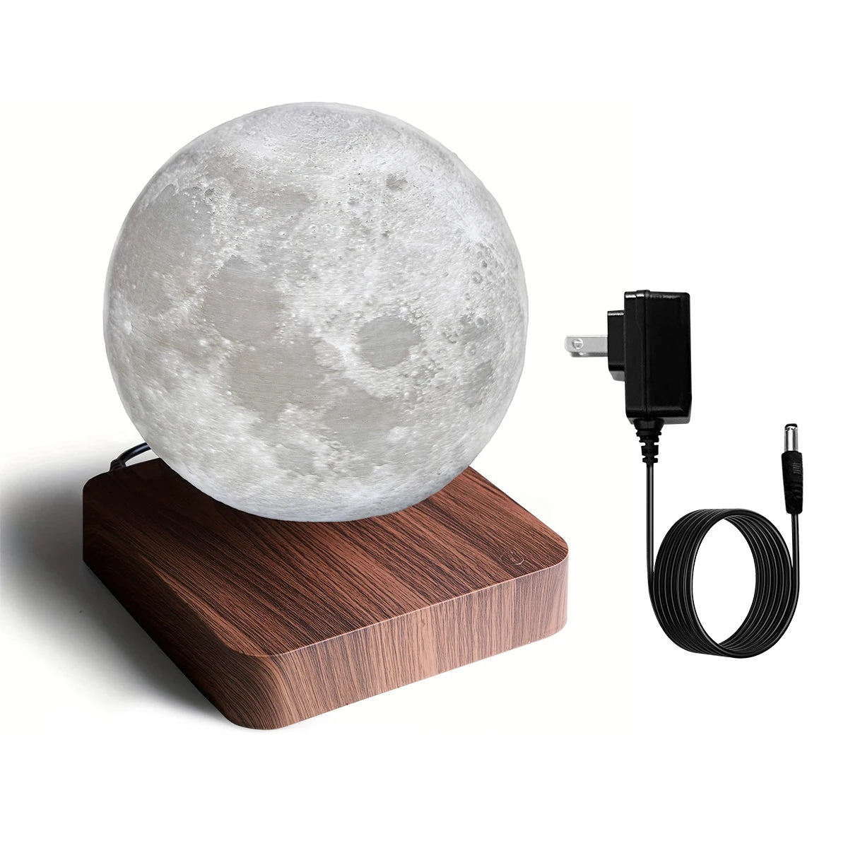 Mexllex Magnetic Floating Rotating Moon Lamp Wooden Base Led Nightlight