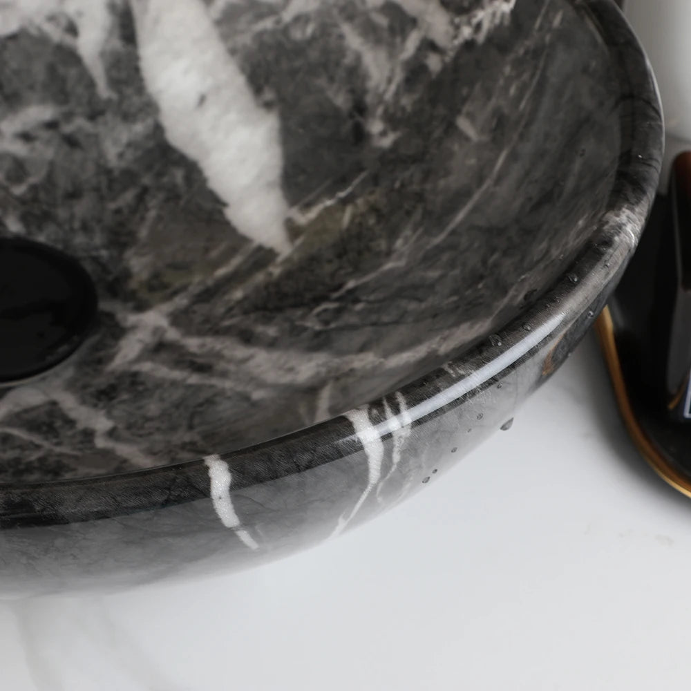 Mekkhala Ceramic Vessel Bathroom Sink With Waterfall Faucet