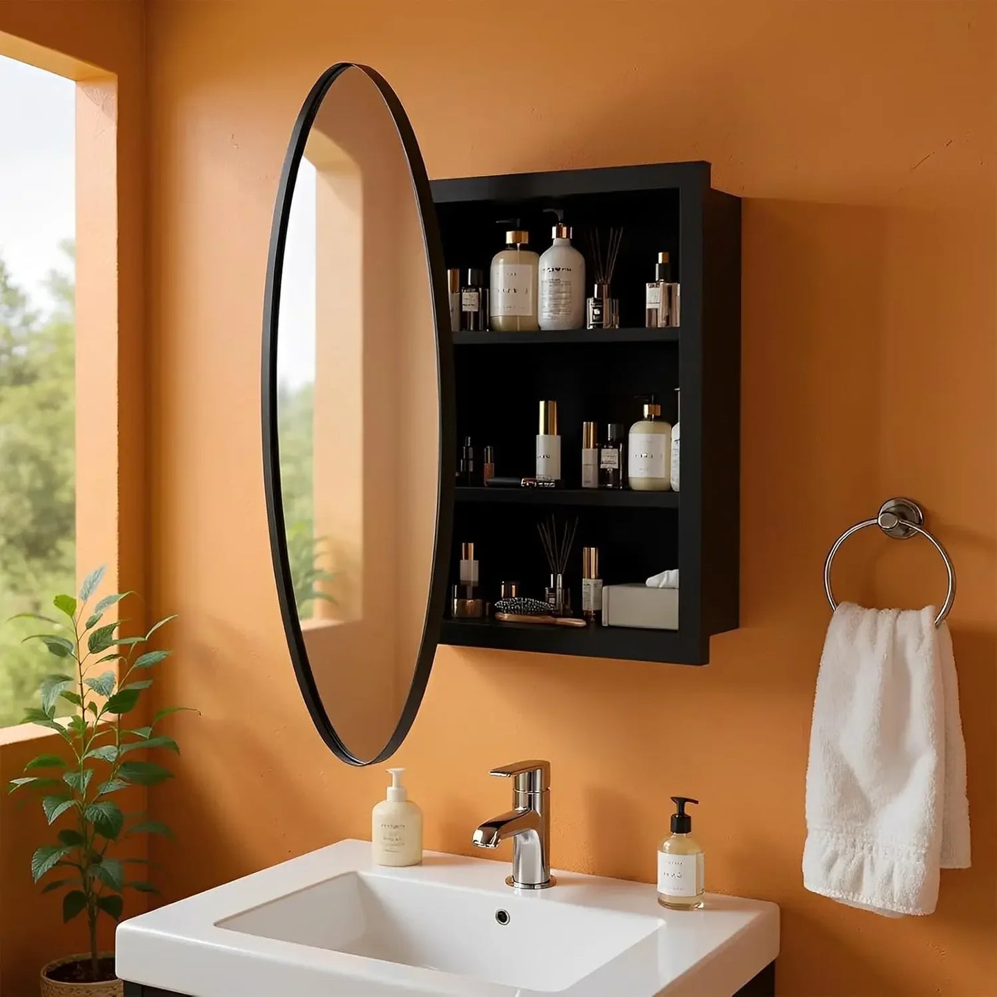Round Wall Mounted Bathroom Medicine Cabinet With Mirror