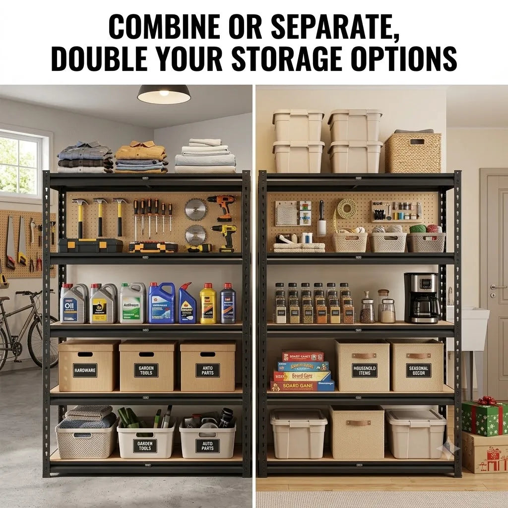 Heavy Duty Five Tier Adjustable Metal Storage Rack Set