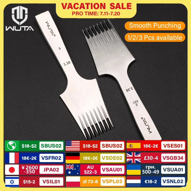 Wuta Leather Pricking Iron French Style Chisel Die Steel Punch
