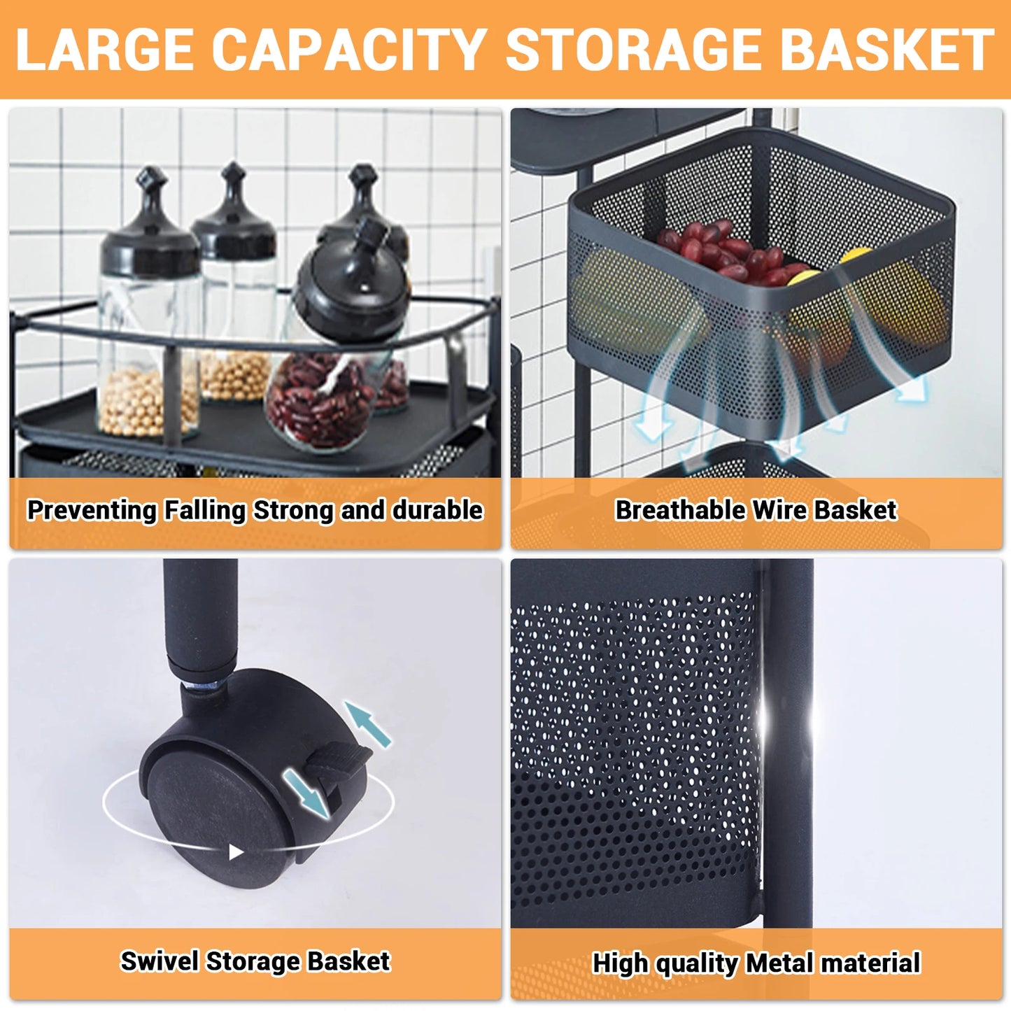 HobbyLane 360 Rotatable Trolley Five Layer Storage Rack Carbon Steel - Home and Haven Store