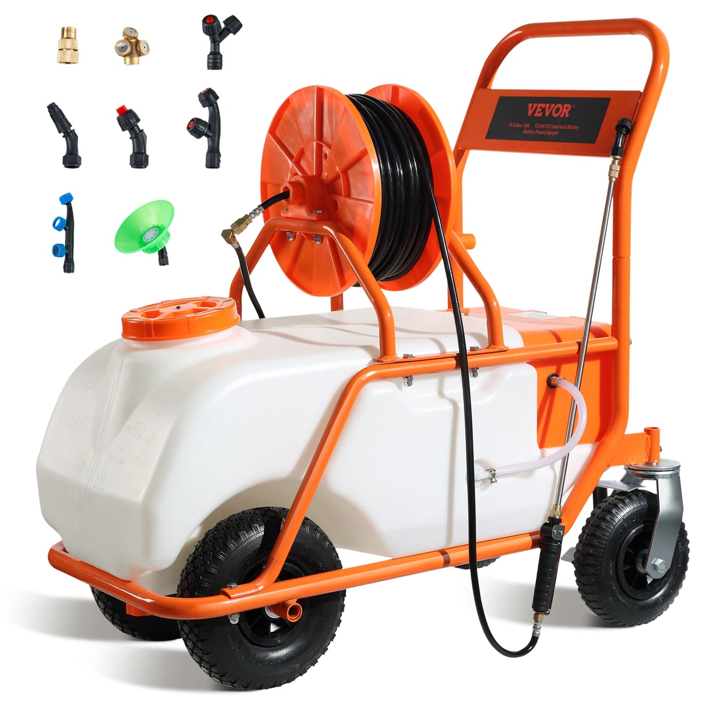 SucceBuy Battery Powered Weed Sprayer With Wheeled Cart And Hose