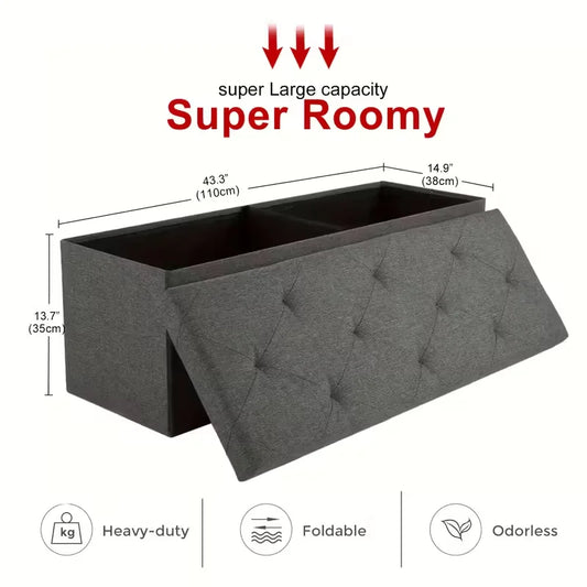 Multi-Purpose Folding Storage Ottoman Bench Heavy-Duty Indoor Outdoor