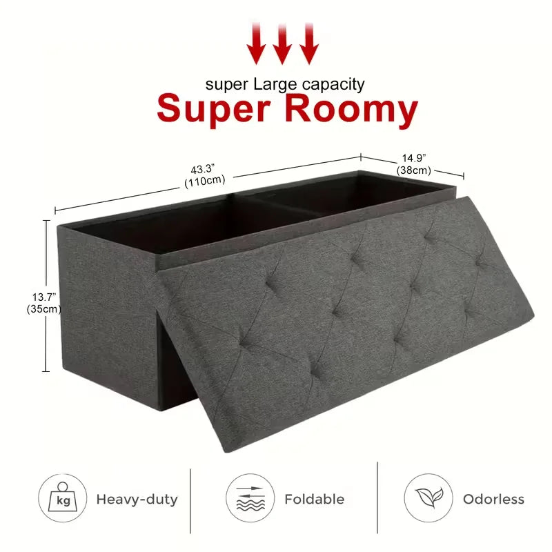 Sarenzonon Foldable Storage Ottoman Bench For Indoor Outdoor Seating