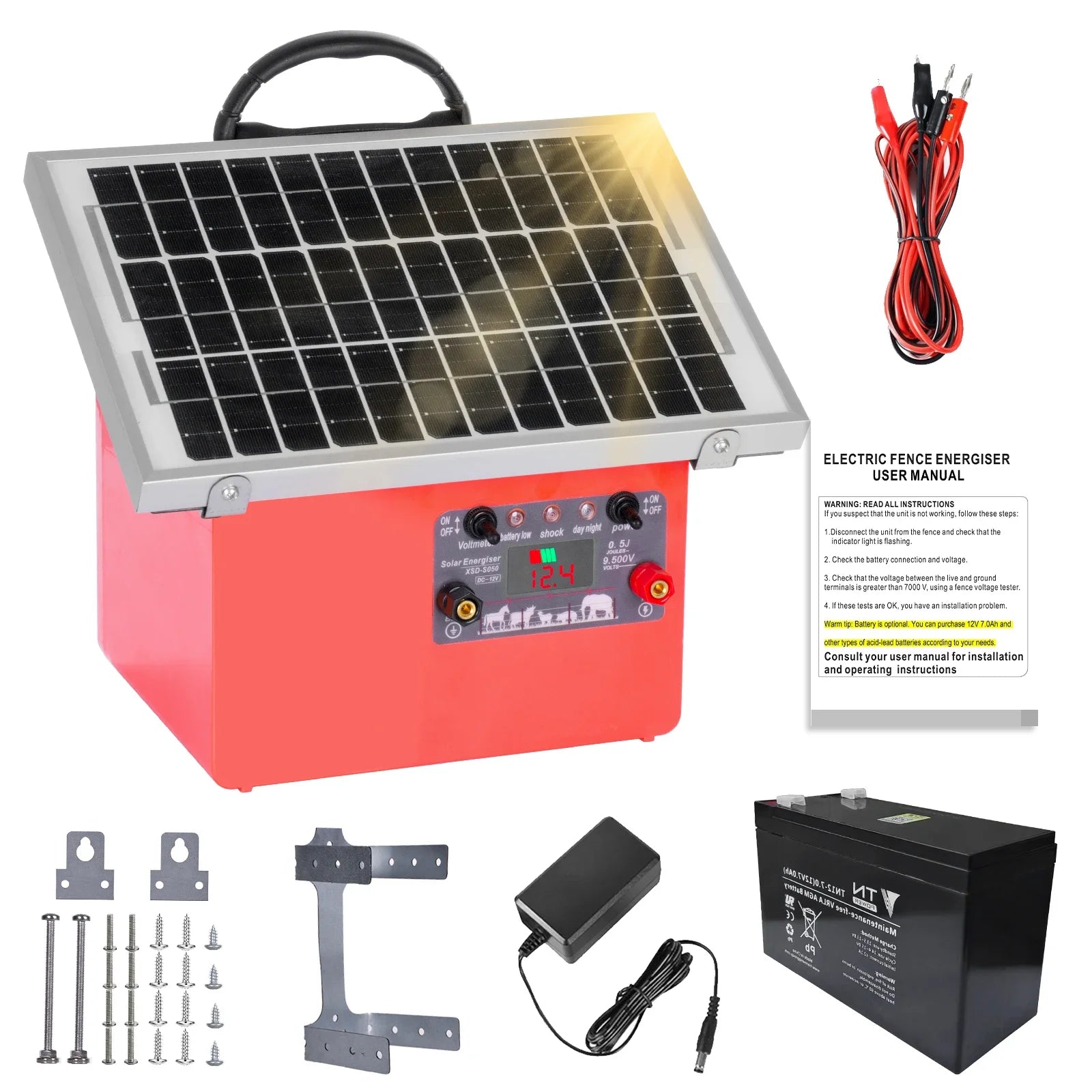 32KM Solar Electric Fence Charger 9.5KV 0.5J for Livestock Horses - Home and Haven Store