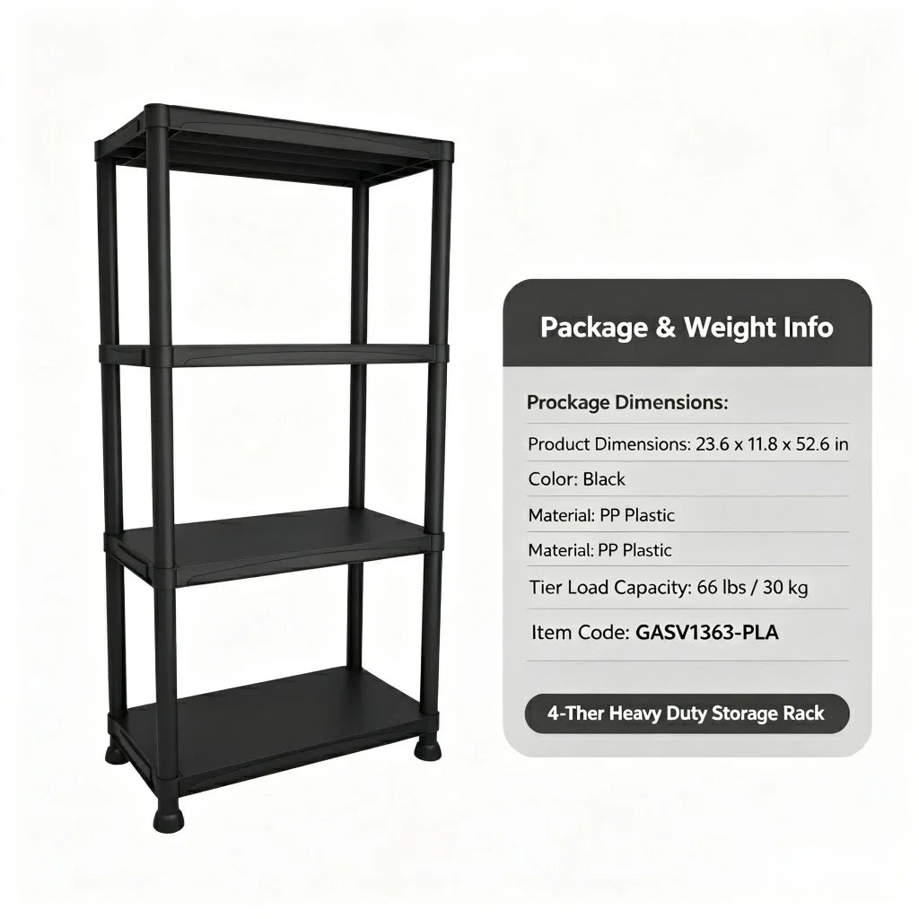 Heavy Duty Plastic Storage Shelving Rack For Home Organization