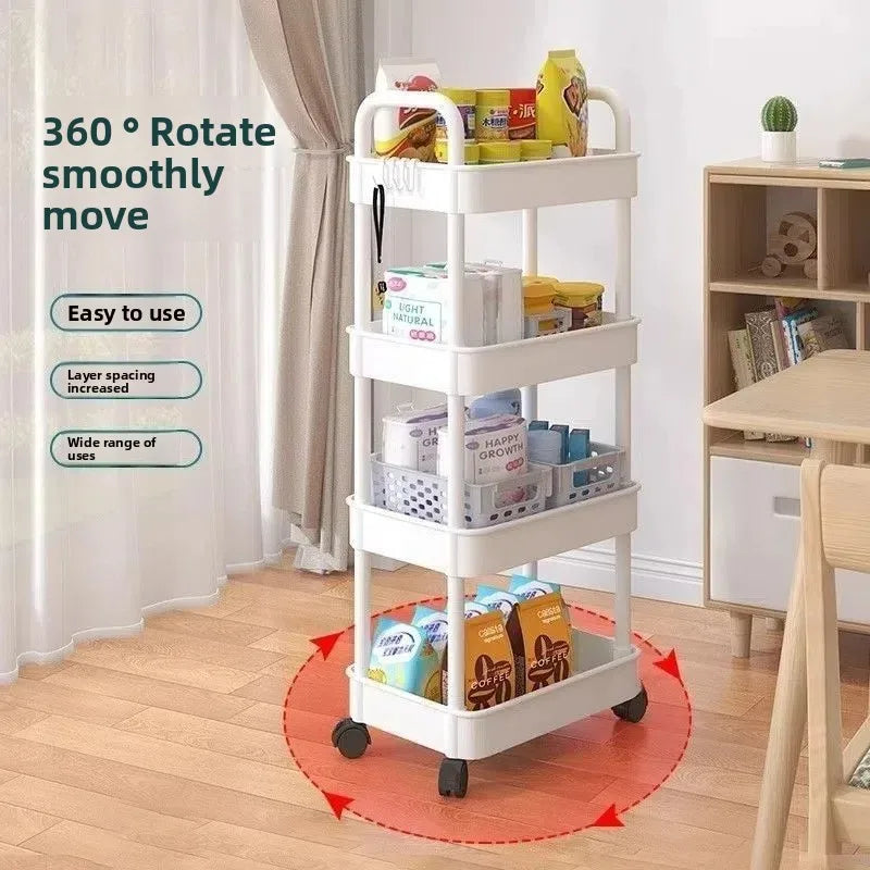 Five-Tier Plastic Kitchen Storage Cart On Wheels For Pantry - Home and Haven Store