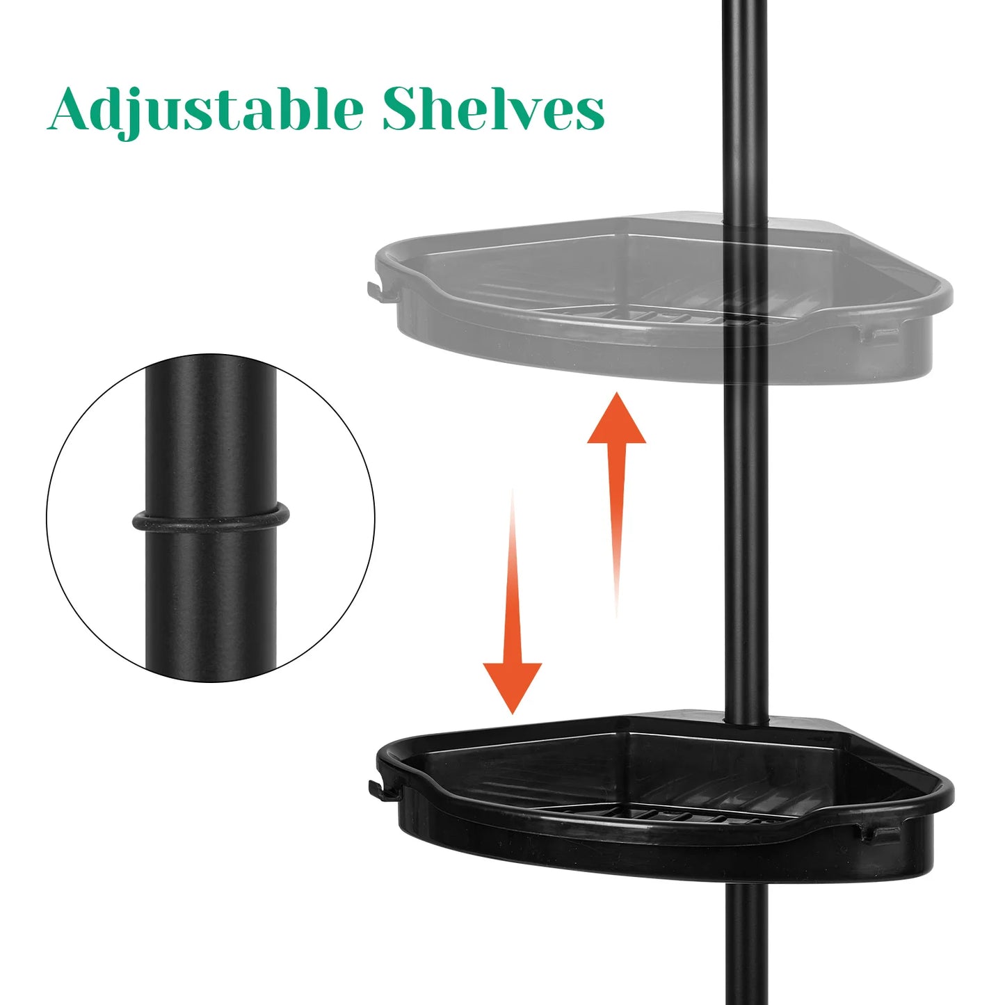 HiMISS Four Tier Corner Shower Caddy With Adjustable Tension Pole