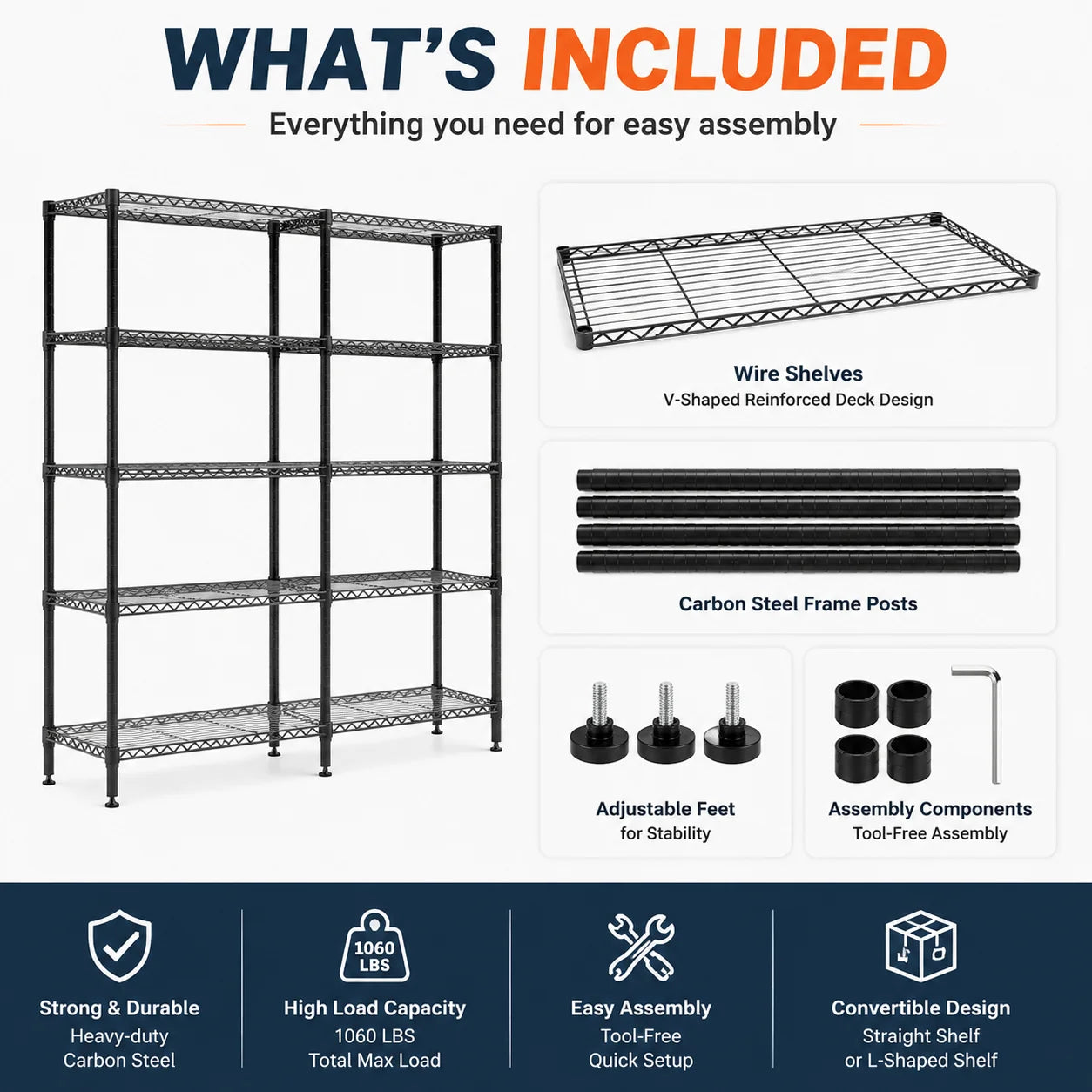 Heavy Duty Metal Storage Shelving Rack For Garage Organization